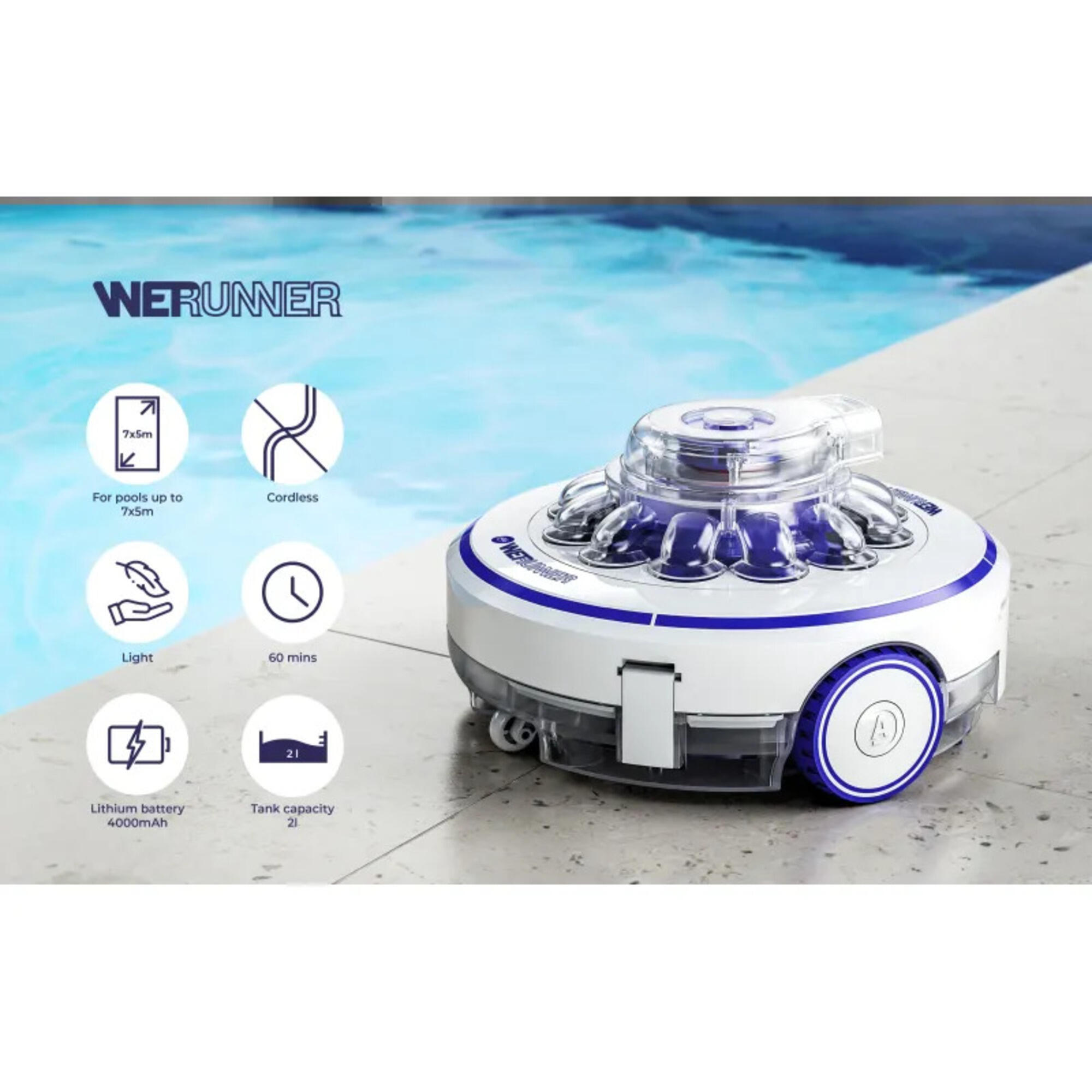 Robot Netejafons WetRunner GRE: bateria, piscines fins a 7x5 m - CD 2/4