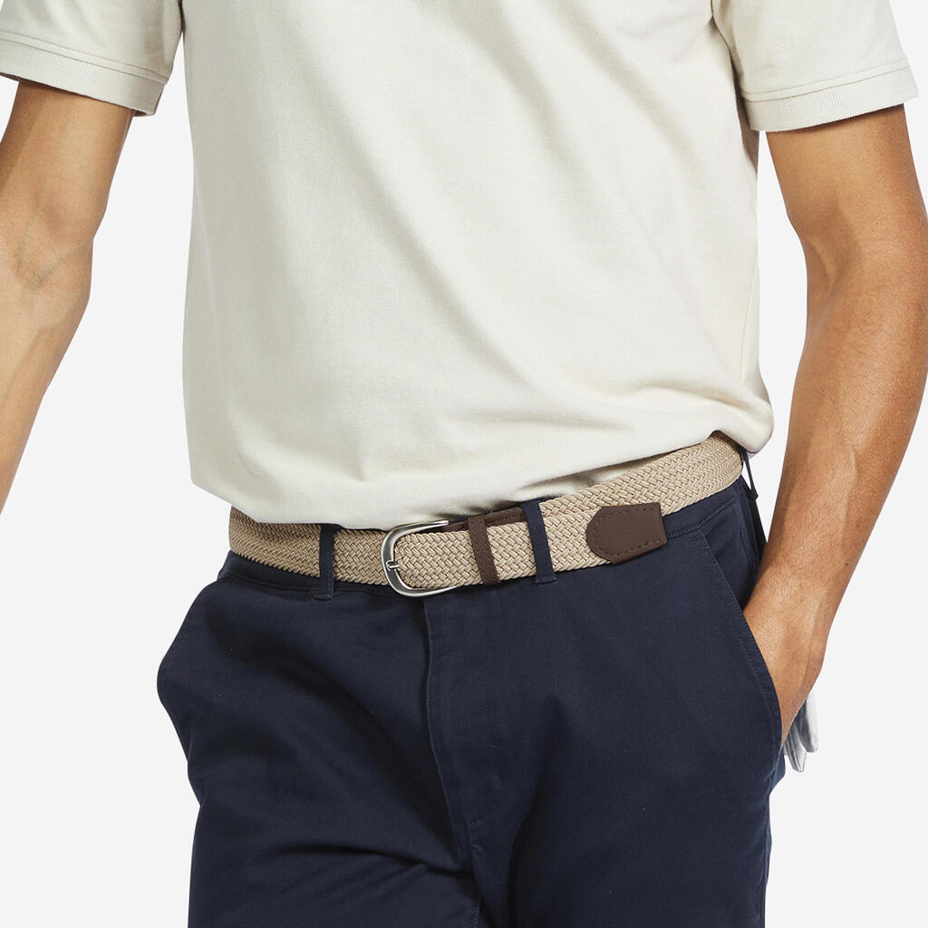 Ceinture de golf tressée élastique & extensible - sable