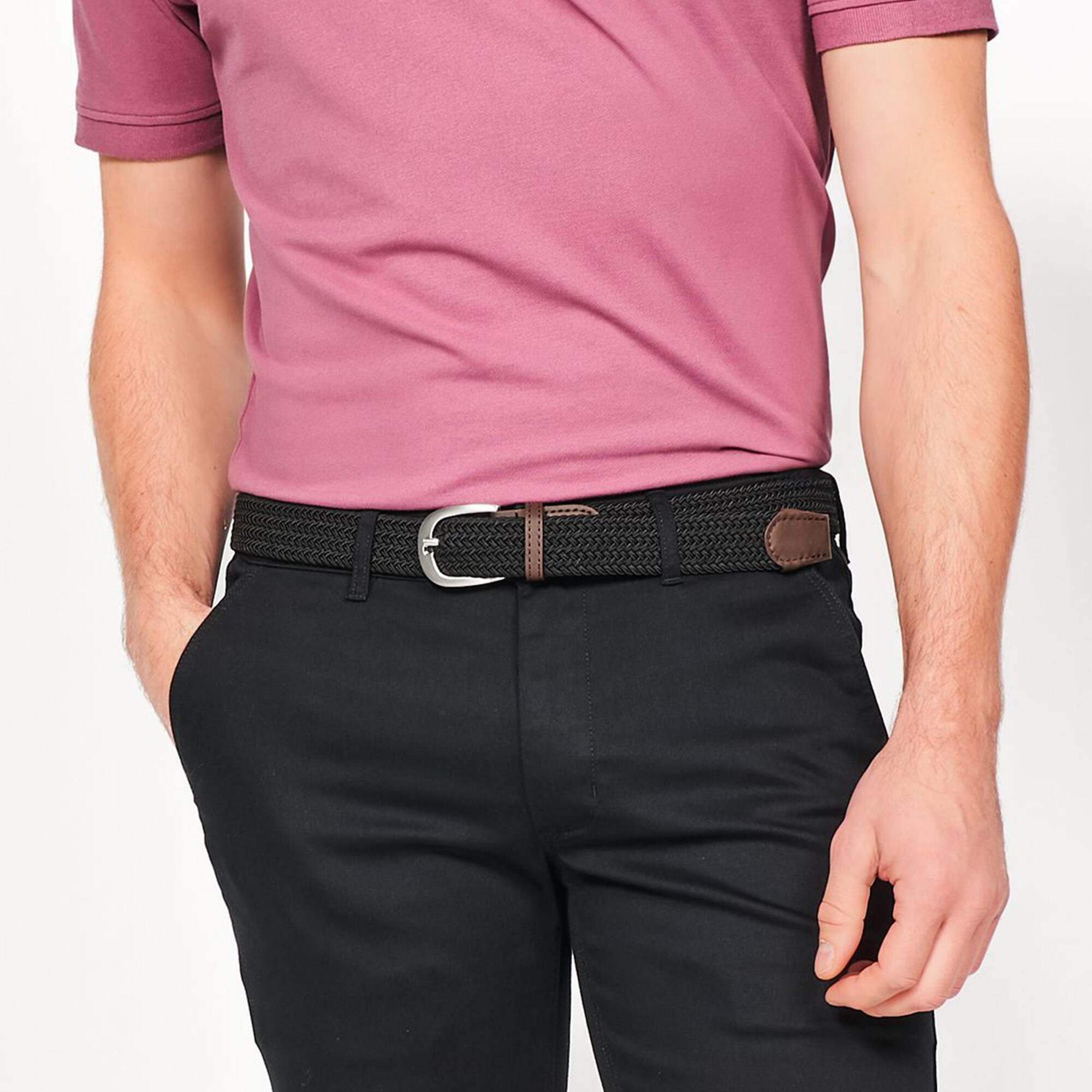 Ceinture de golf tressée extensible – noir 4/4