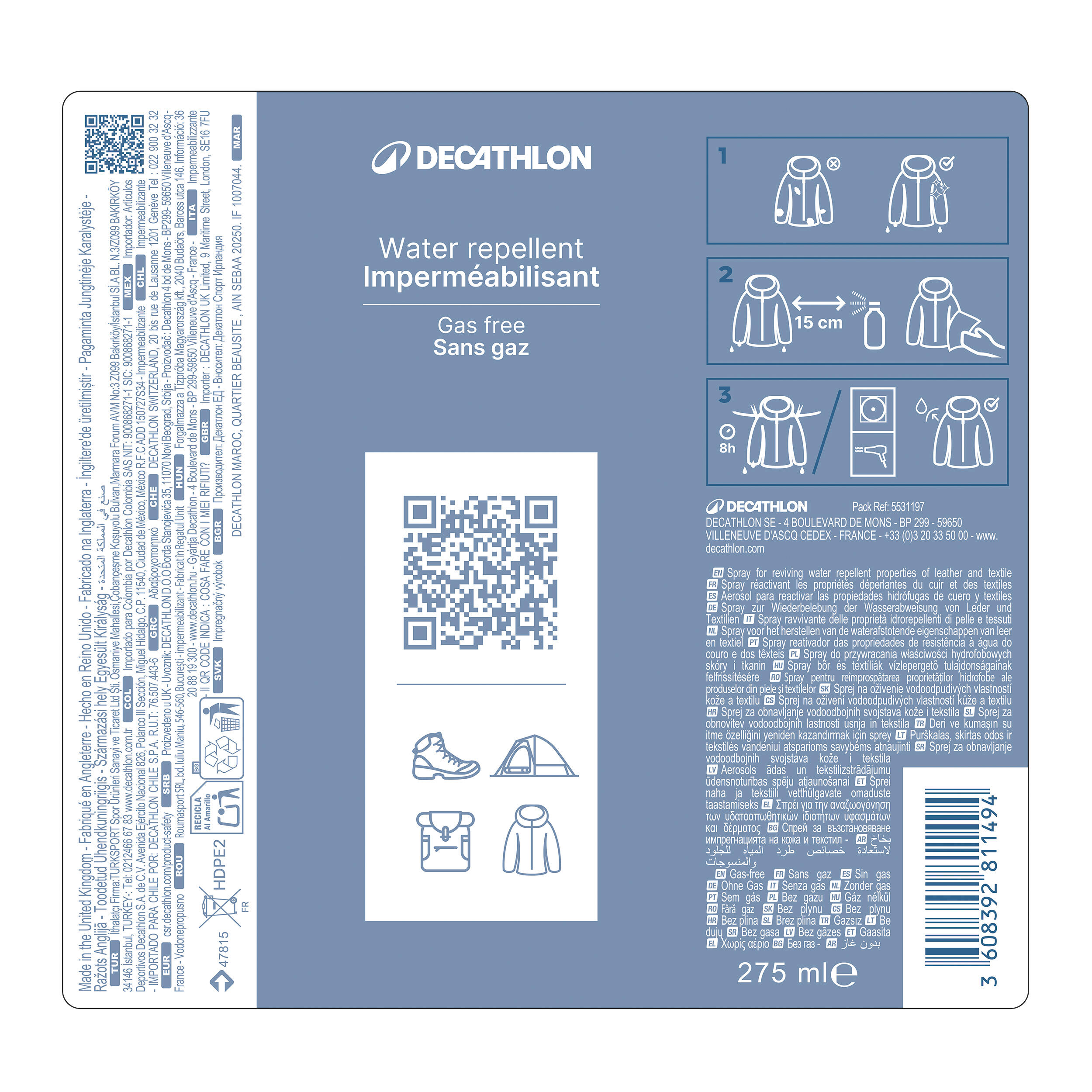 Gas-Free Water-Repellent Spray 250 ml - DECATHLON