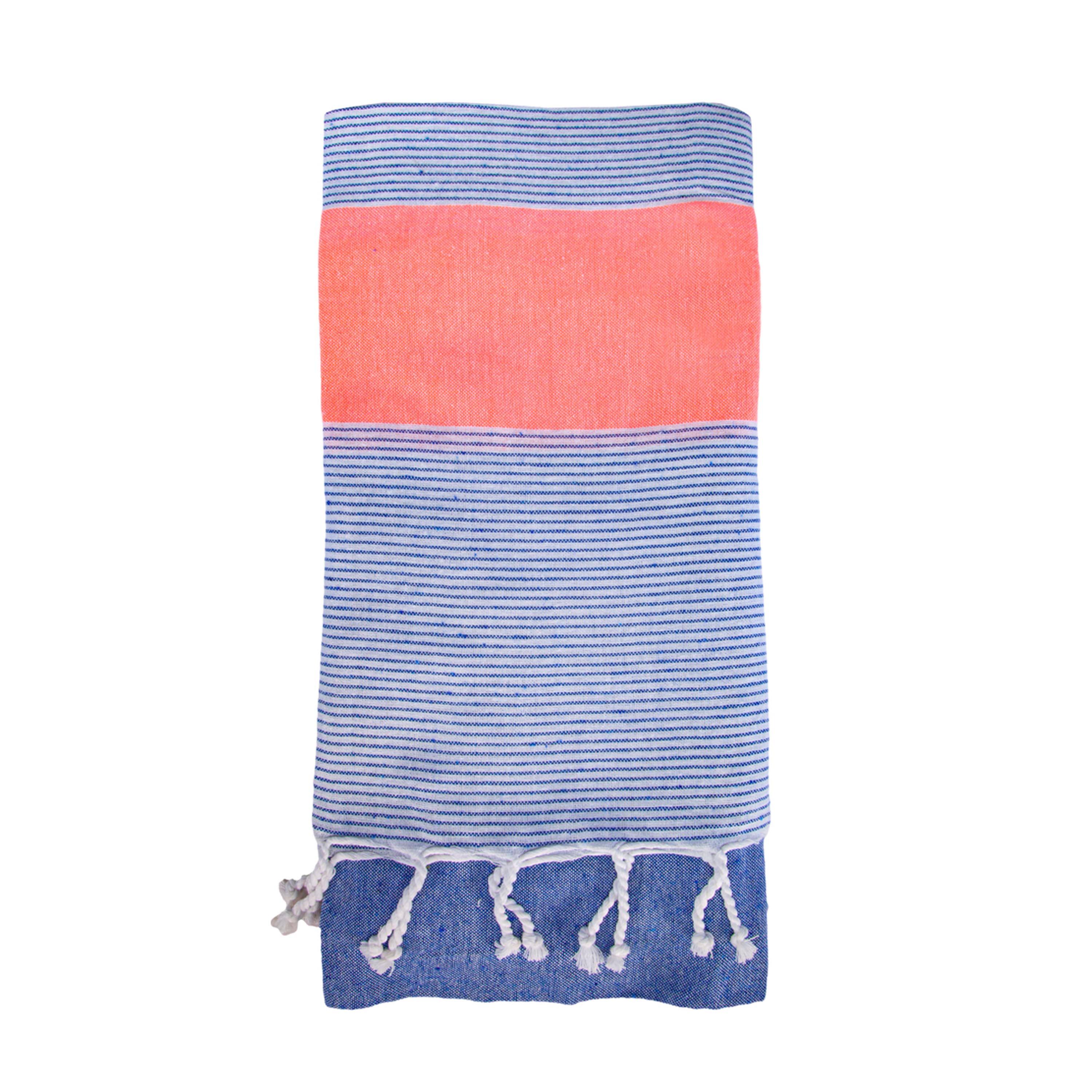 Toalha Praia Paréo 140x190 Azul e Salmão 2/3