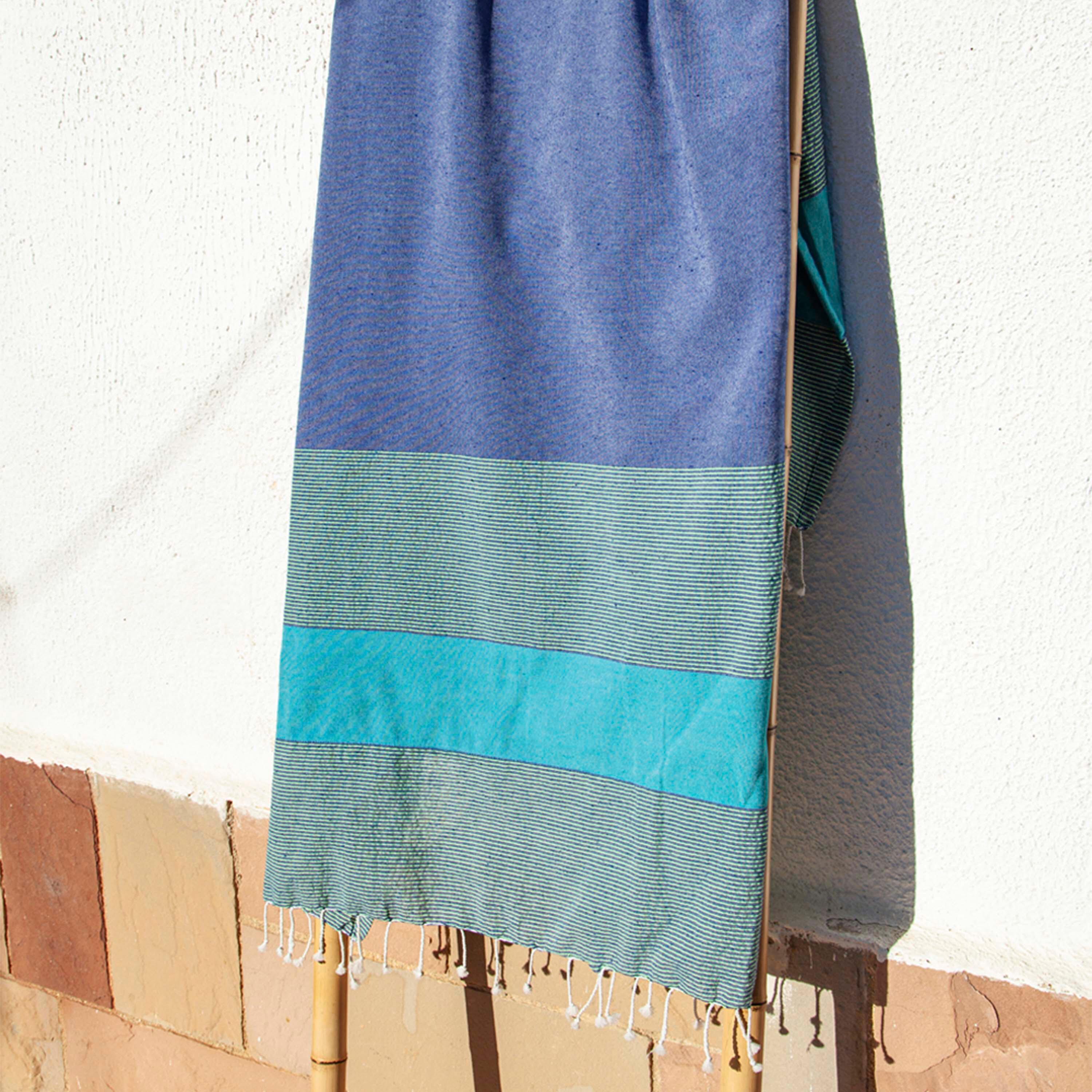 Toalha Praia Paréo 140x190 Azul e Verde 5/6