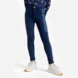 Pantalone za jahanje 100 Warm dečja - zelene s printom