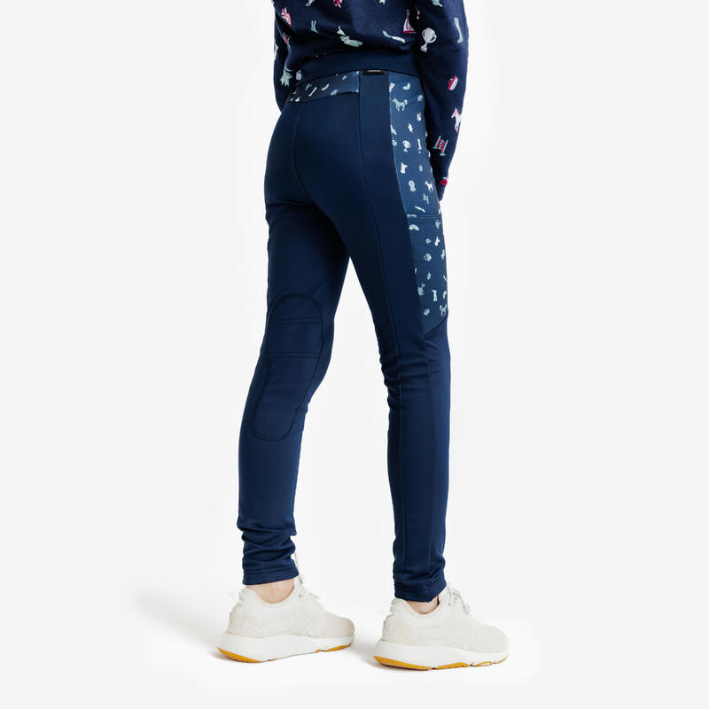 Pantalon călduros echitație Print Verde Copii