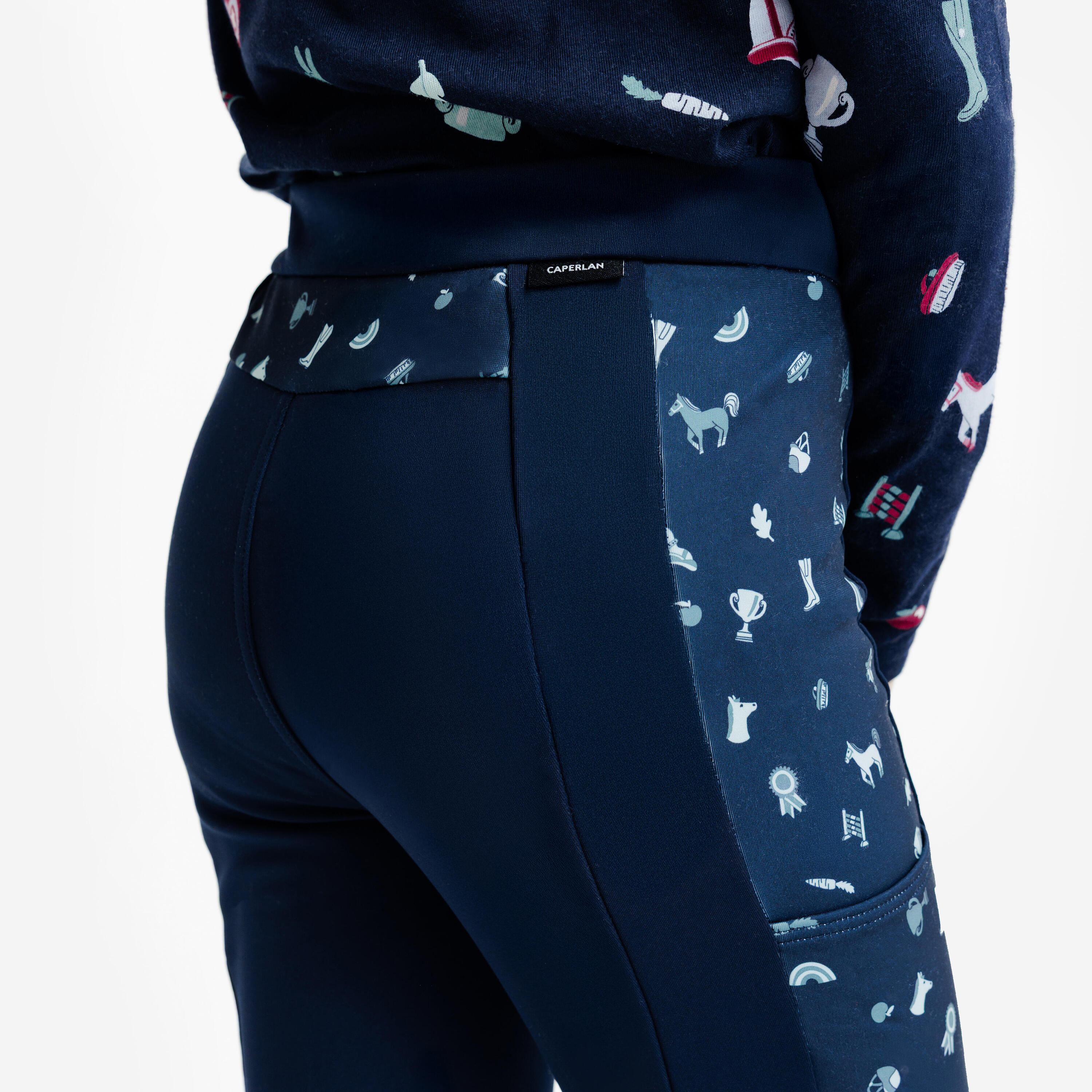 Pantalon équitation warm junior - print vert 5/6