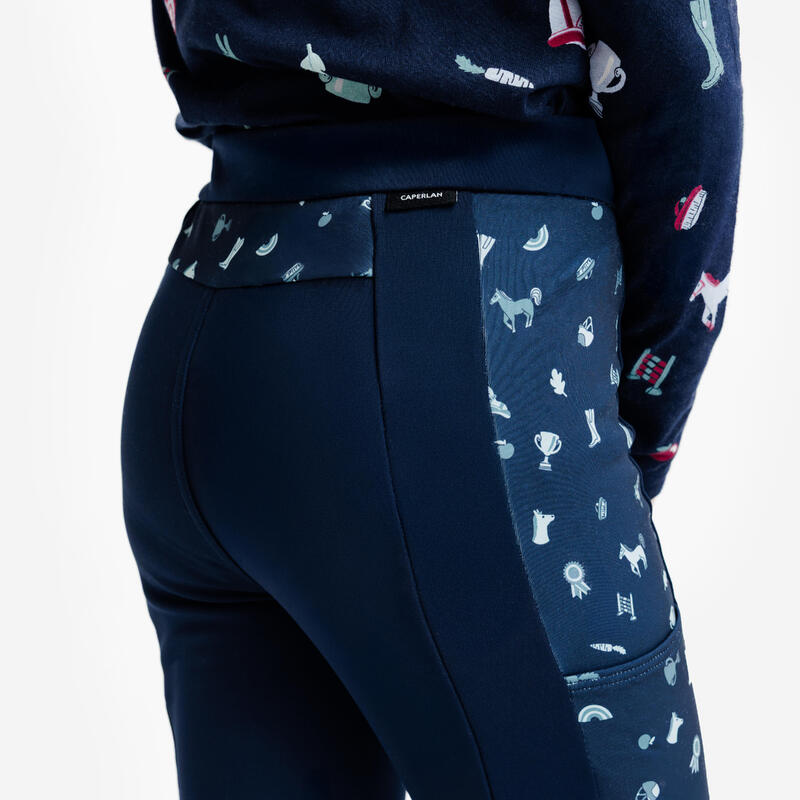 Pantalon călduros echitație Print Verde Copii
