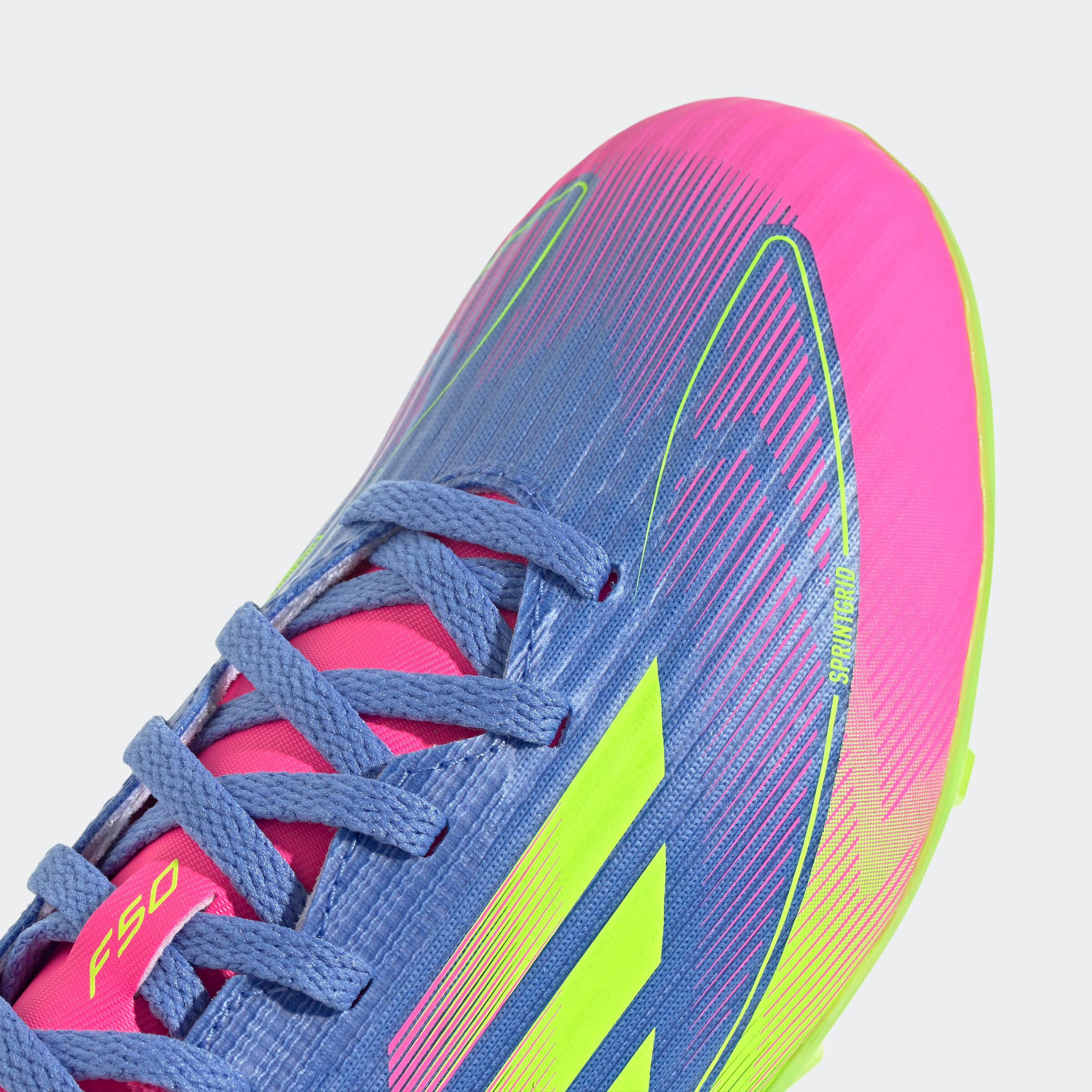 adidas F50 League FG/MG voetbalschoenen kind blauw/roze/geel 4/11