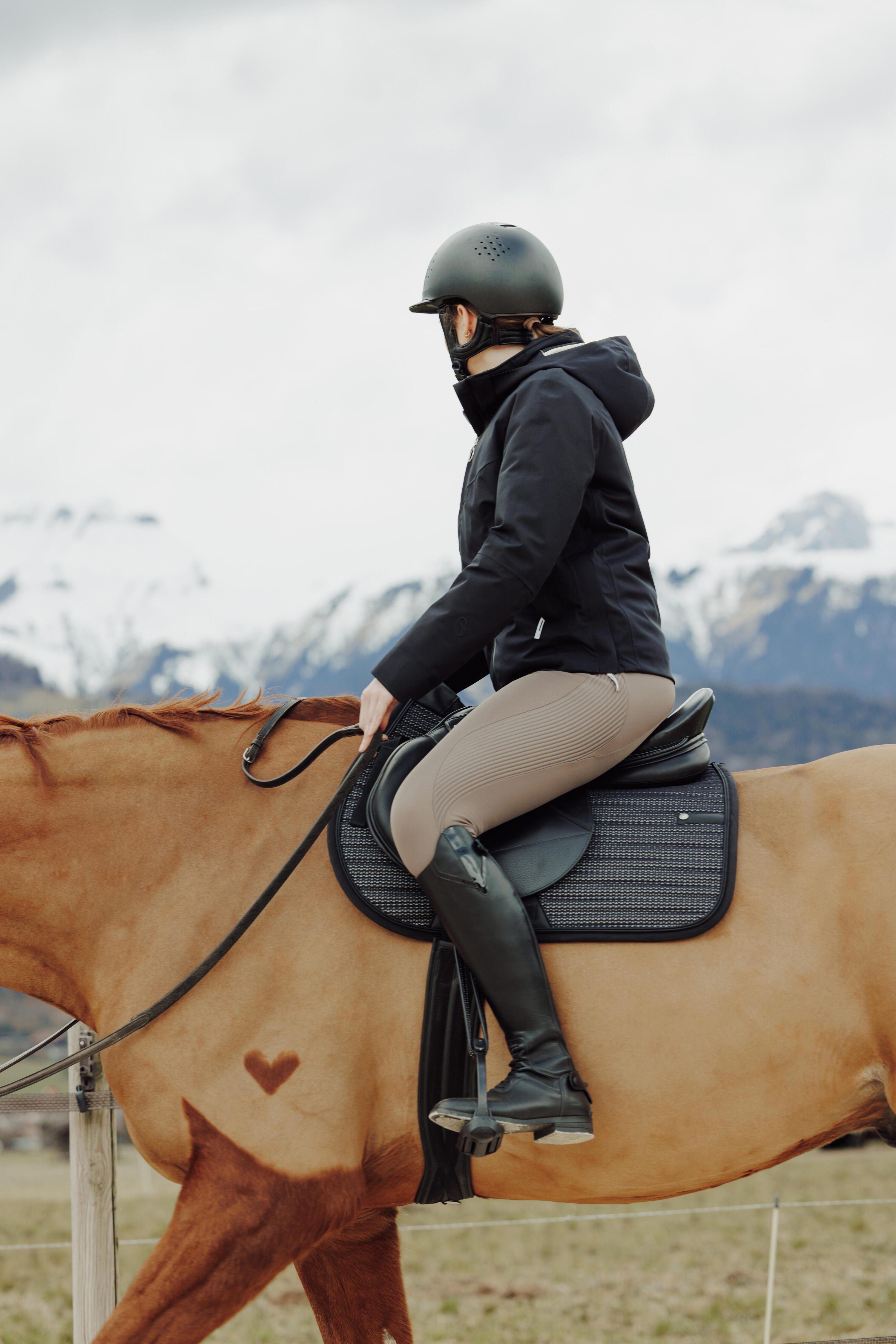 Selle équitation cuir 17,5" cheval - 500 noire 7/8