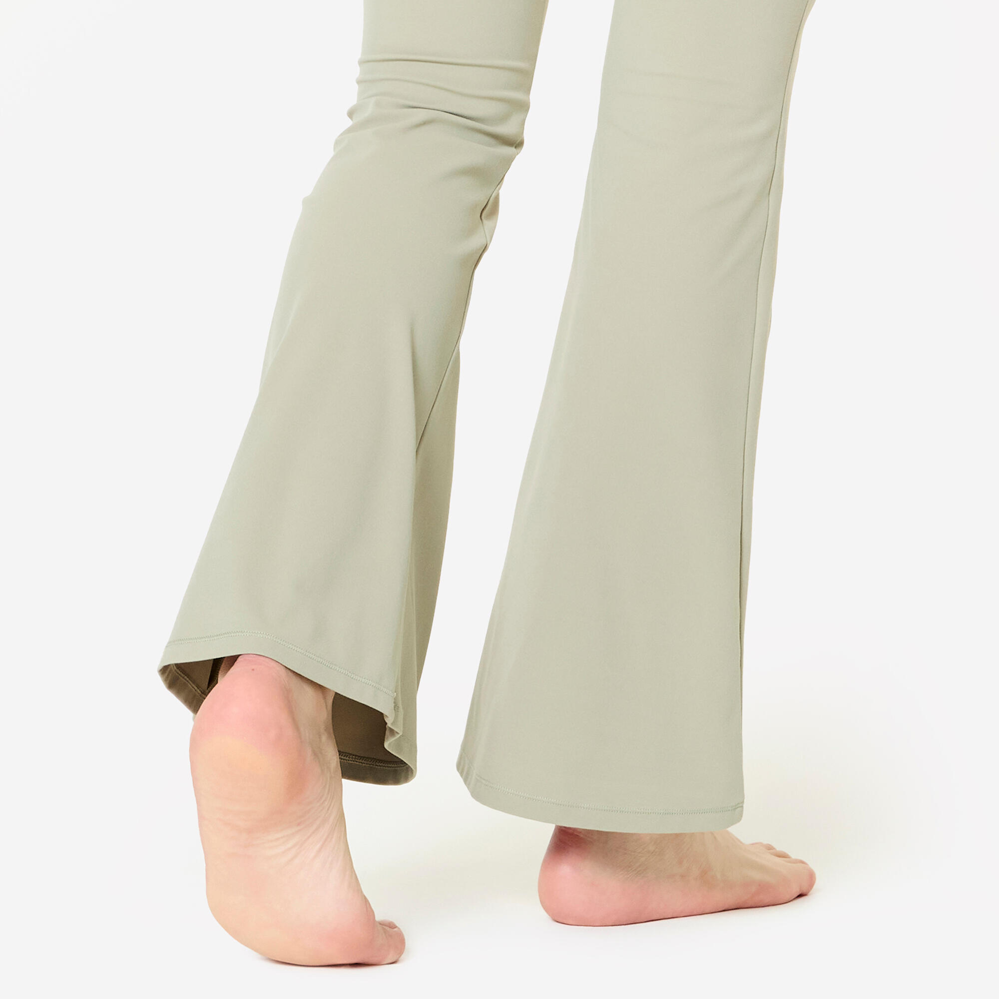 Pantaloni tuta donna flare vita alta traspiranti verdi DOMYOS