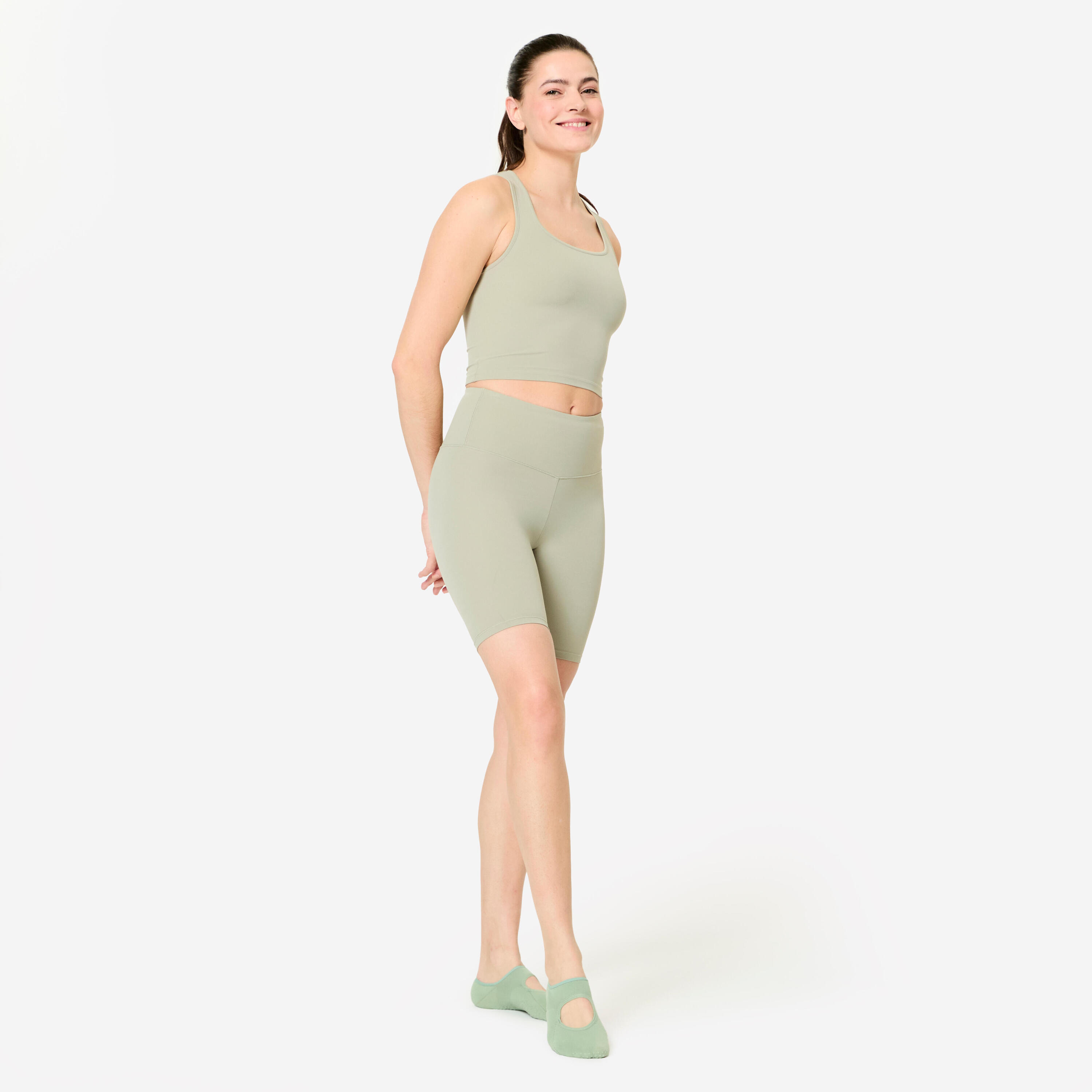 Cycliste de fitness slim taille haute femme, vert 2/7