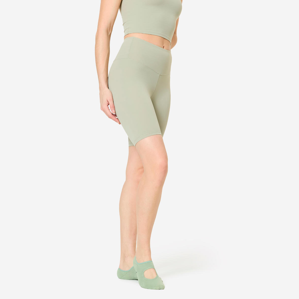 Cycliste de fitness slim taille haute femme, vert