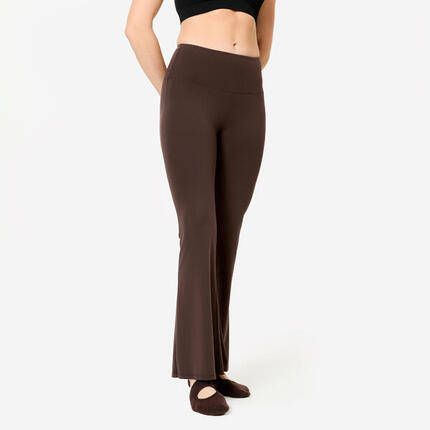 Pantalon de fitness évasé taille haute femme, vert