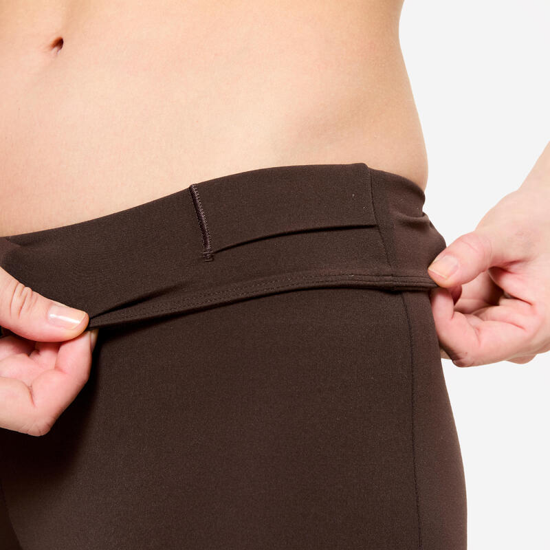 Pantalon de fitness évasé taille haute femme, marron