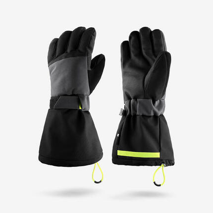 Gants de ski chauds enfant 6-14 ans, SKI500 LONG gris et vert