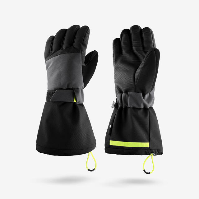 QUECHUA GUANTES DE NIEVE IMPERMEABLES NIÑOS NEGRO GRIS - GL550