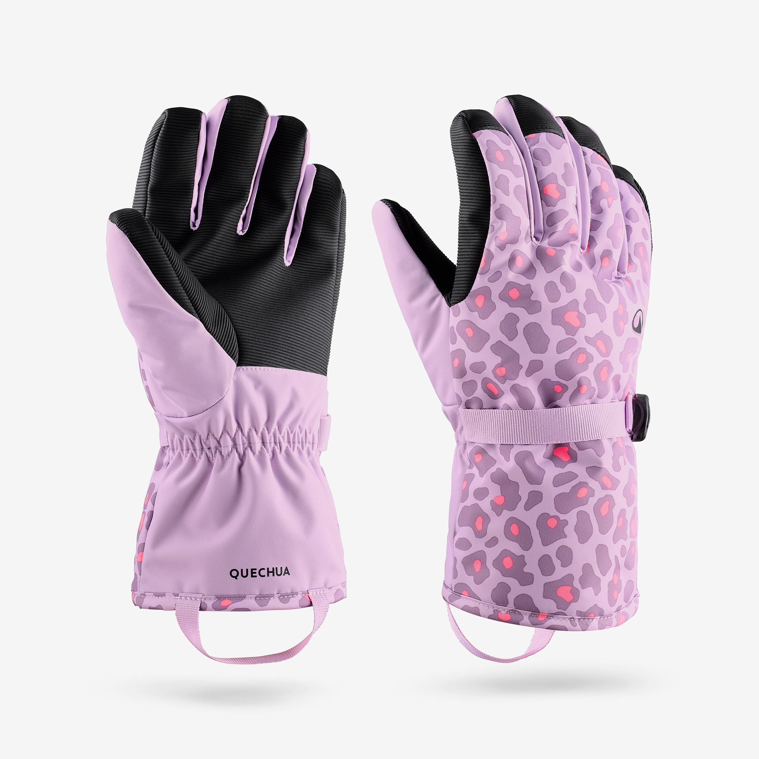 Kids’ Ski Gloves with Leopard Print, GL 500 Age 6–14 - WEDZE