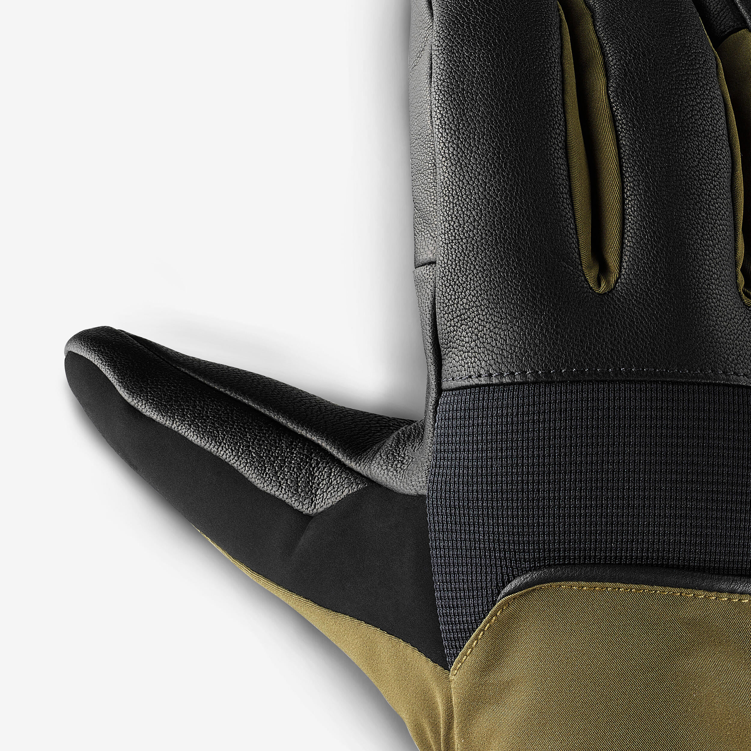 Adult soft skiing gloves, 500 Sport - Black and Khaki 7/7