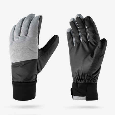Adult Ski Gloves 100 - Pearl Grey and Black