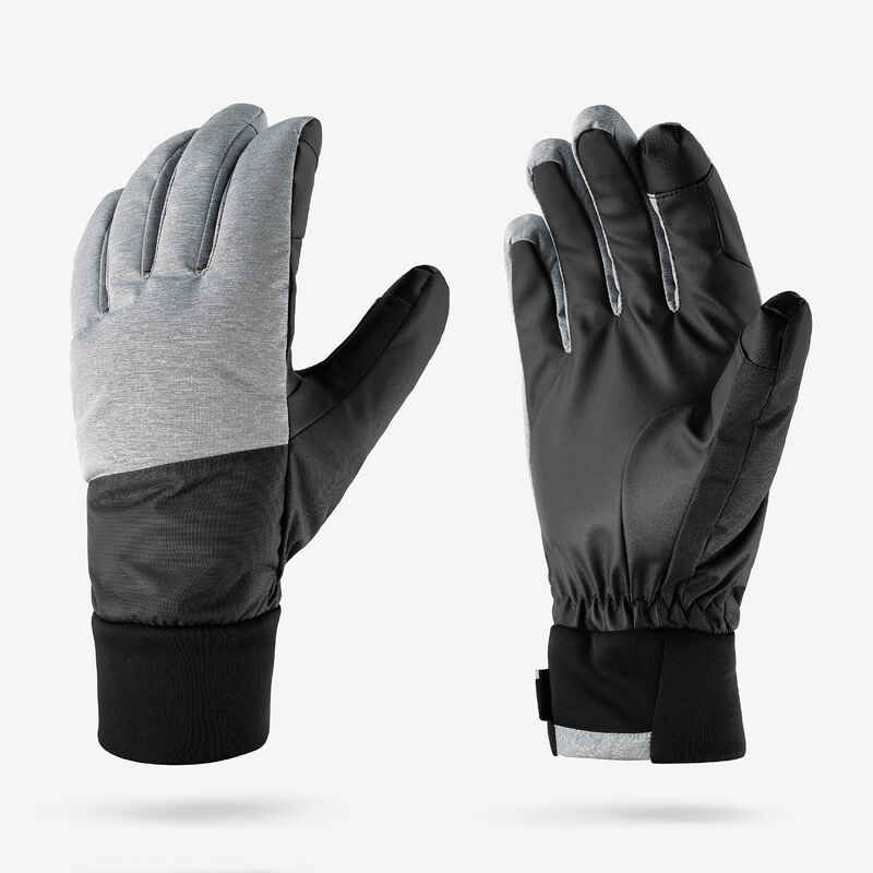 Adult Ski Gloves 100 - Pearl Grey and Black
