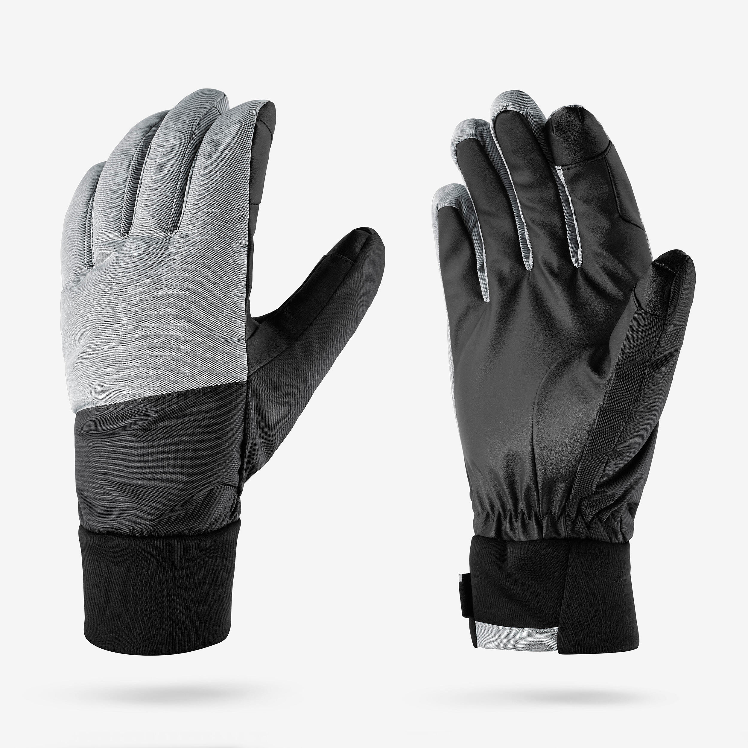 Adult Ski Gloves 100 - Pearl Grey and Black