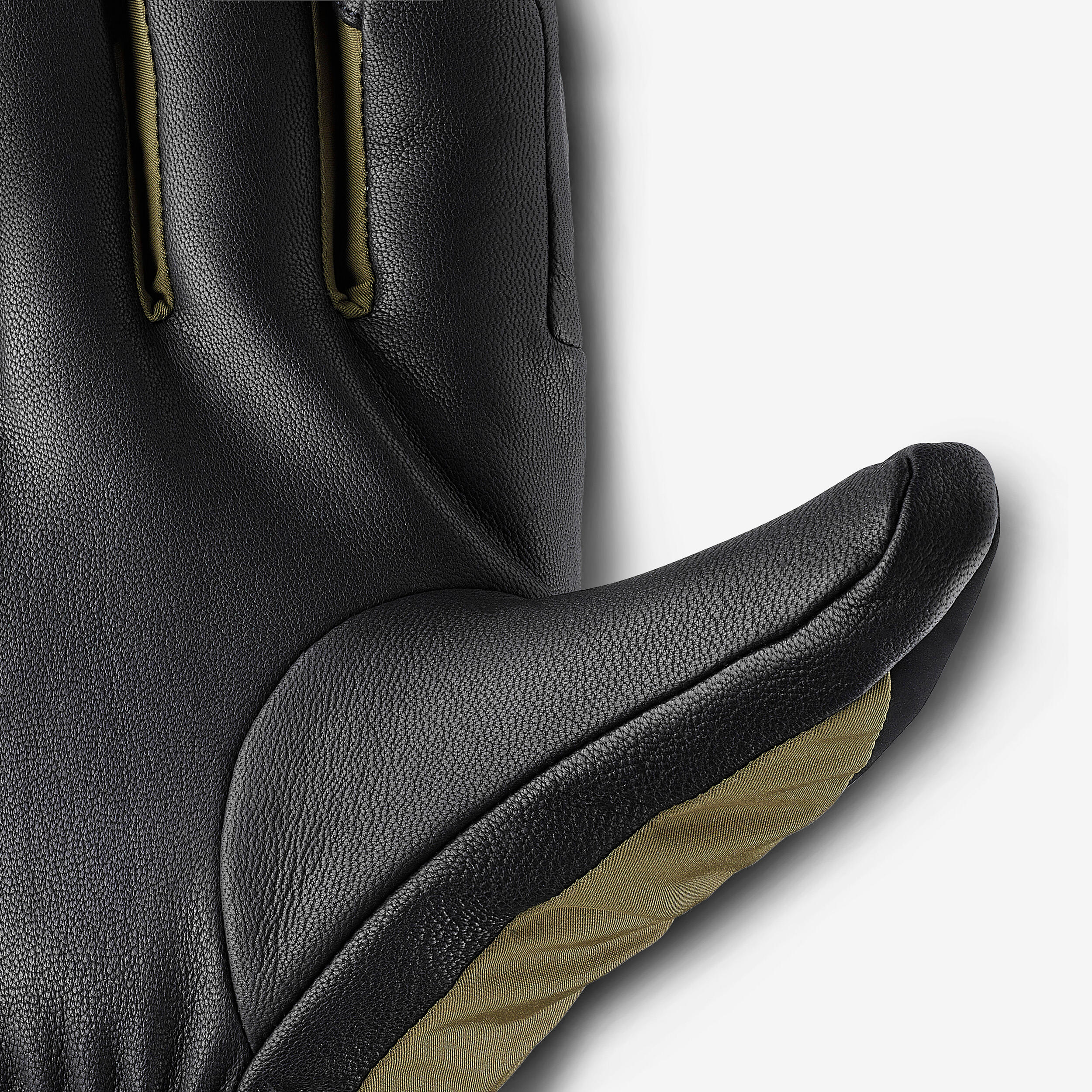Adult soft skiing gloves, 500 Sport - Black and Khaki