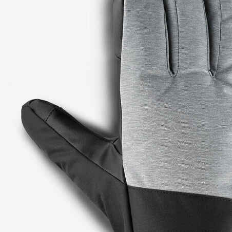 Adult Ski Gloves 100 - Pearl Grey and Black