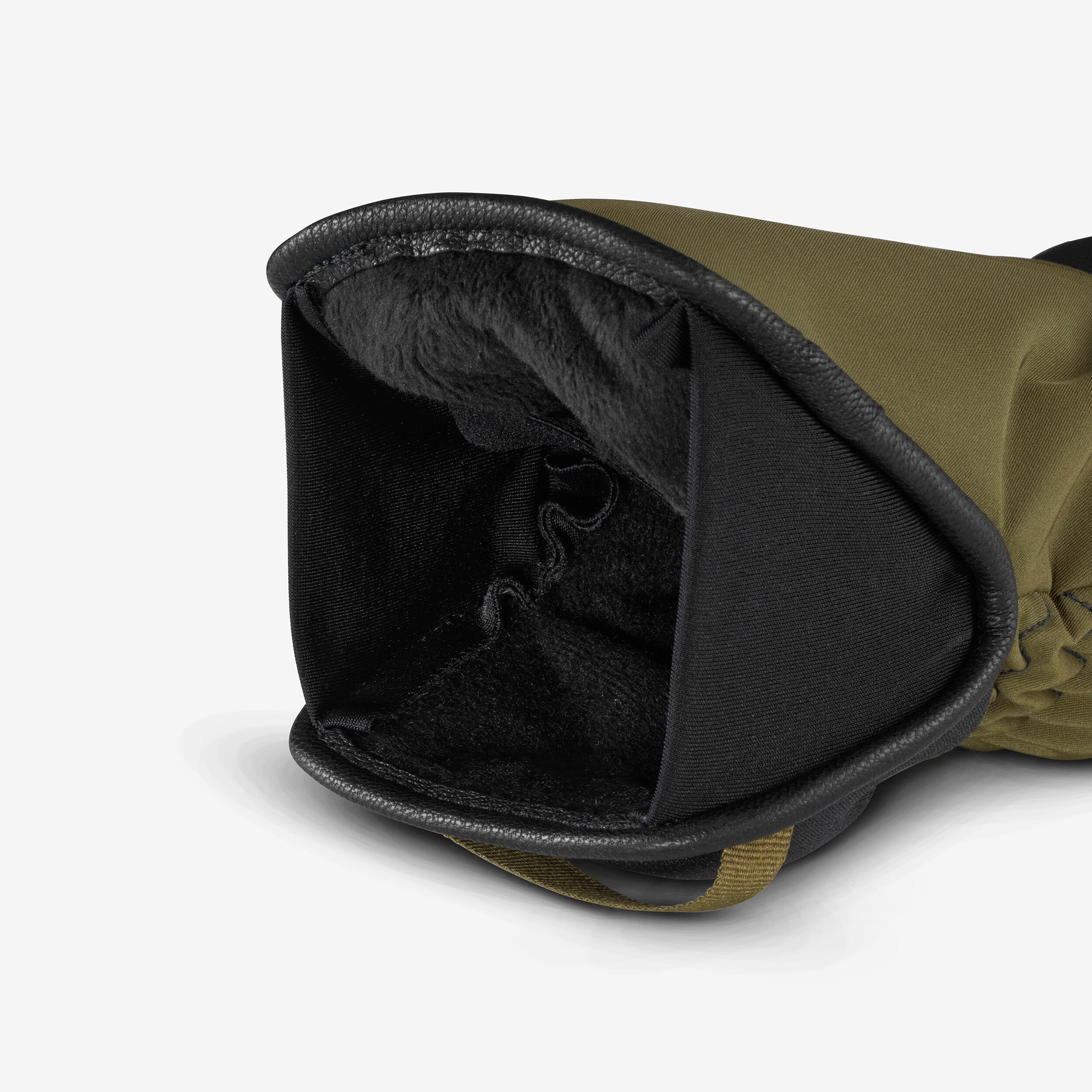 Adult soft skiing gloves, 500 Sport - Black and Khaki