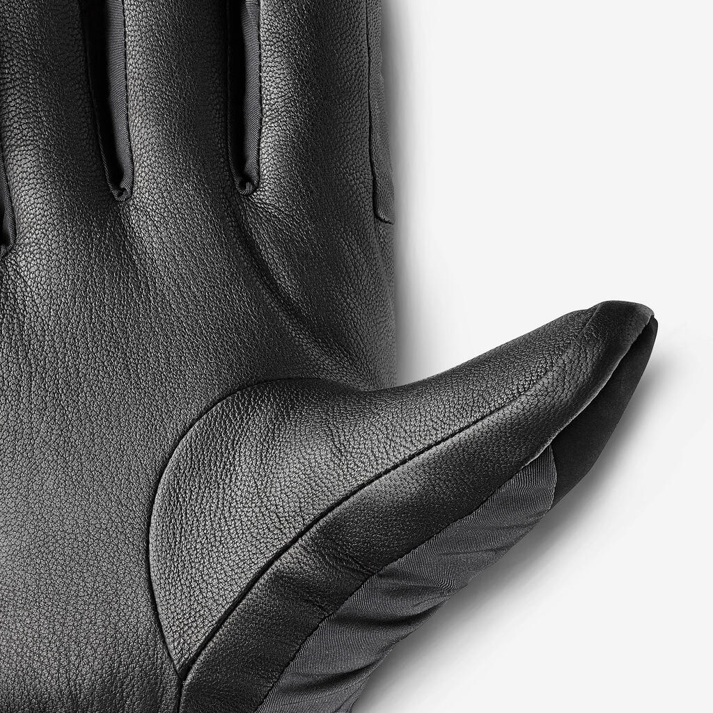 Adult soft skiing gloves, 500 Sport - Black and Khaki