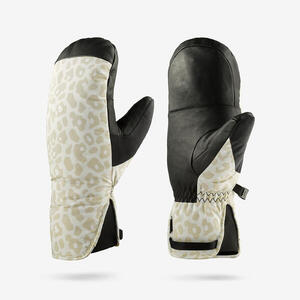Manoplas de esquí cálidas adulto, SKI500 blanco leopardo