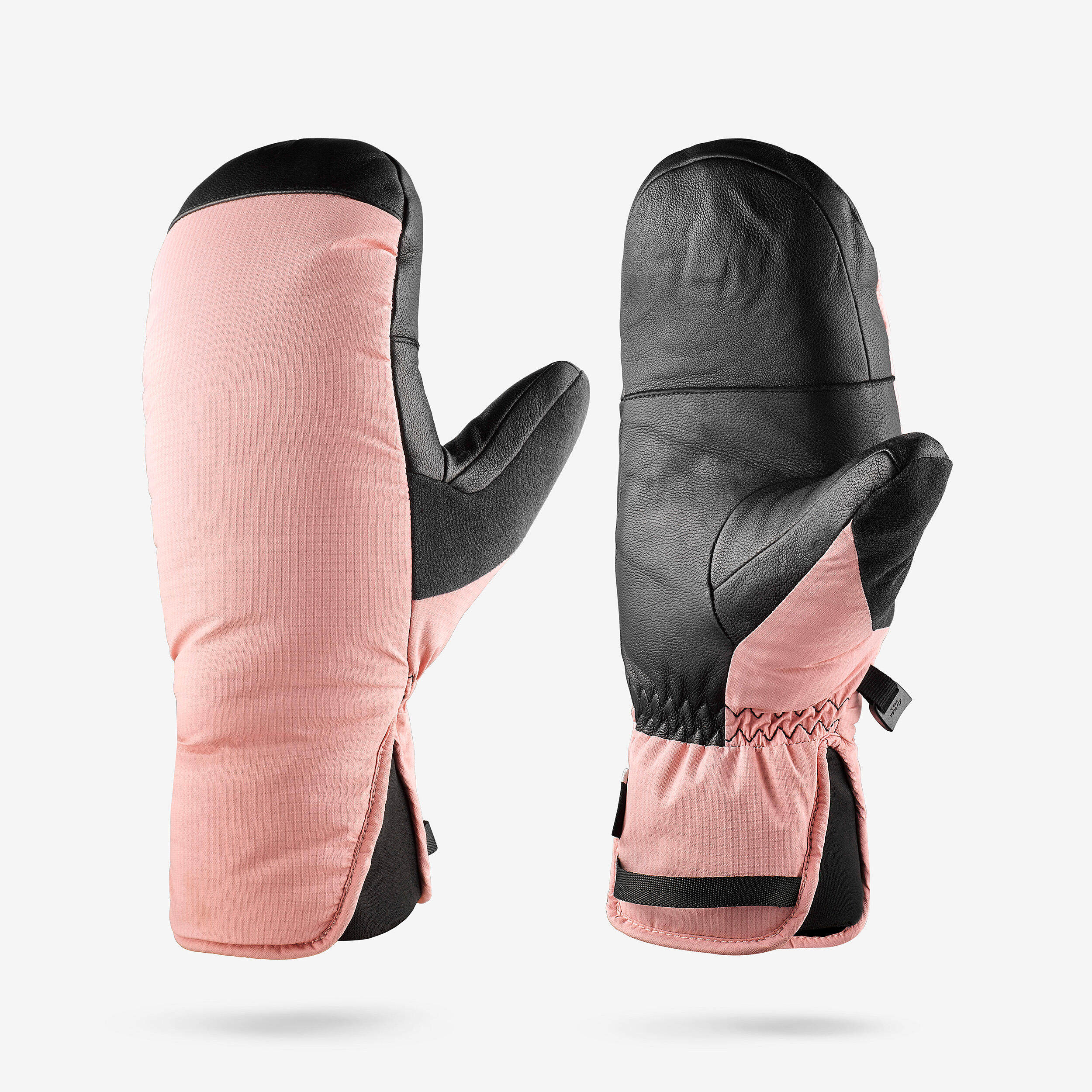 Warm and Waterproof Ski Mittens, 500 Sweet pink, Smoked black