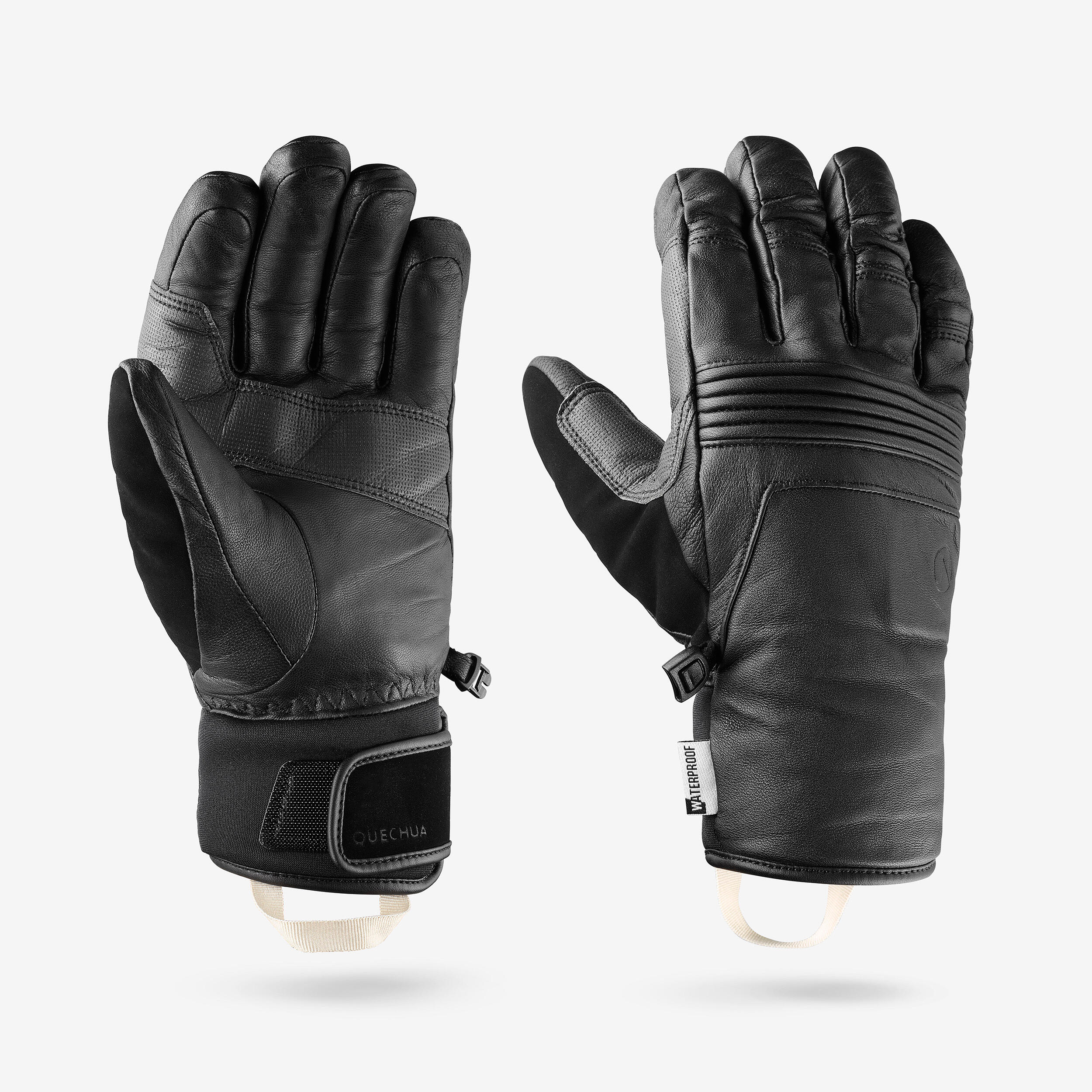 Warm Leather Gloves - Ski 900 Black - WEDZE