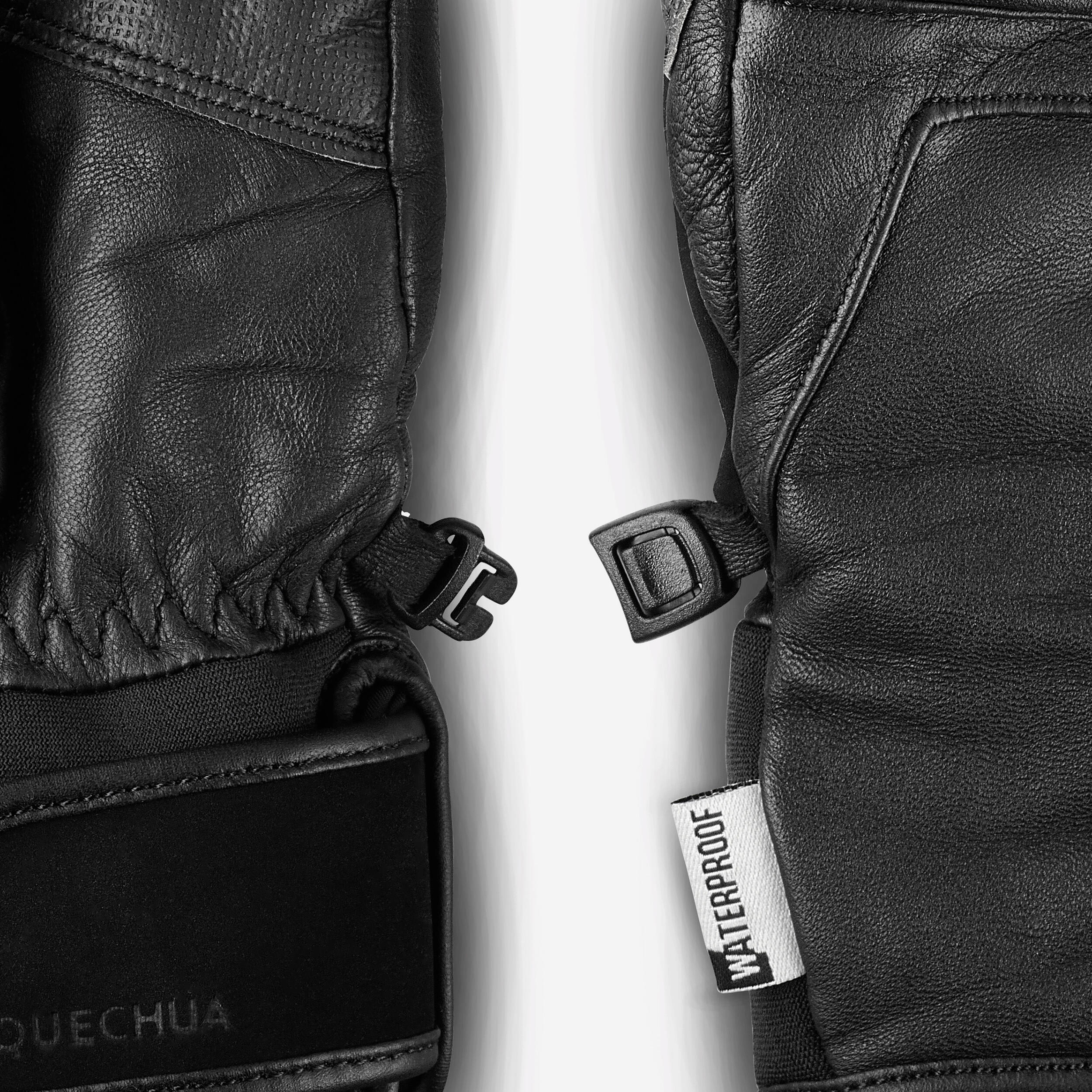 Warm Leather Gloves - Ski 900 Black - WEDZE