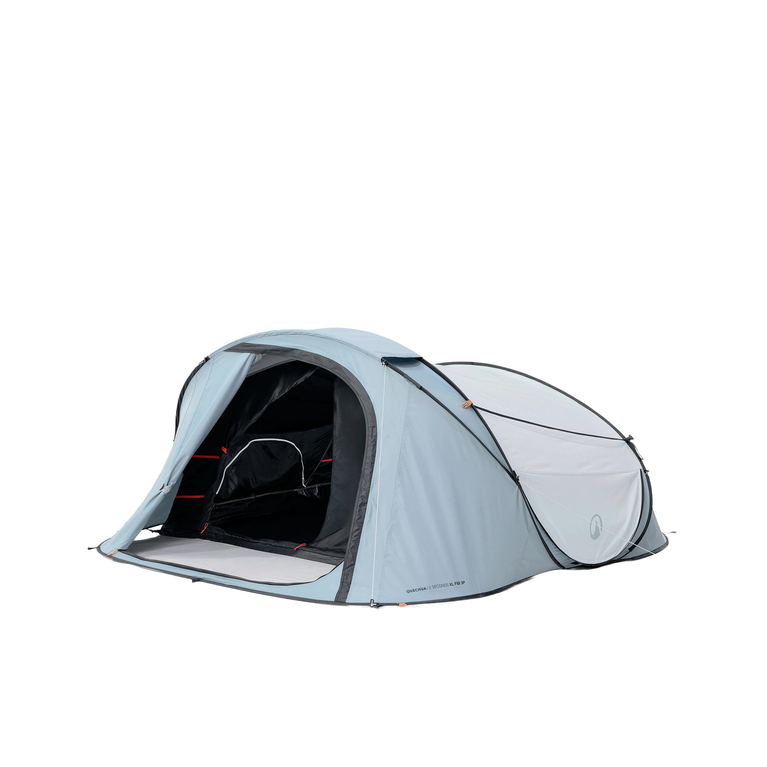 Camping Tent 3-person, 2 Seconds 3 XL Fresh & Black - QUECHUA