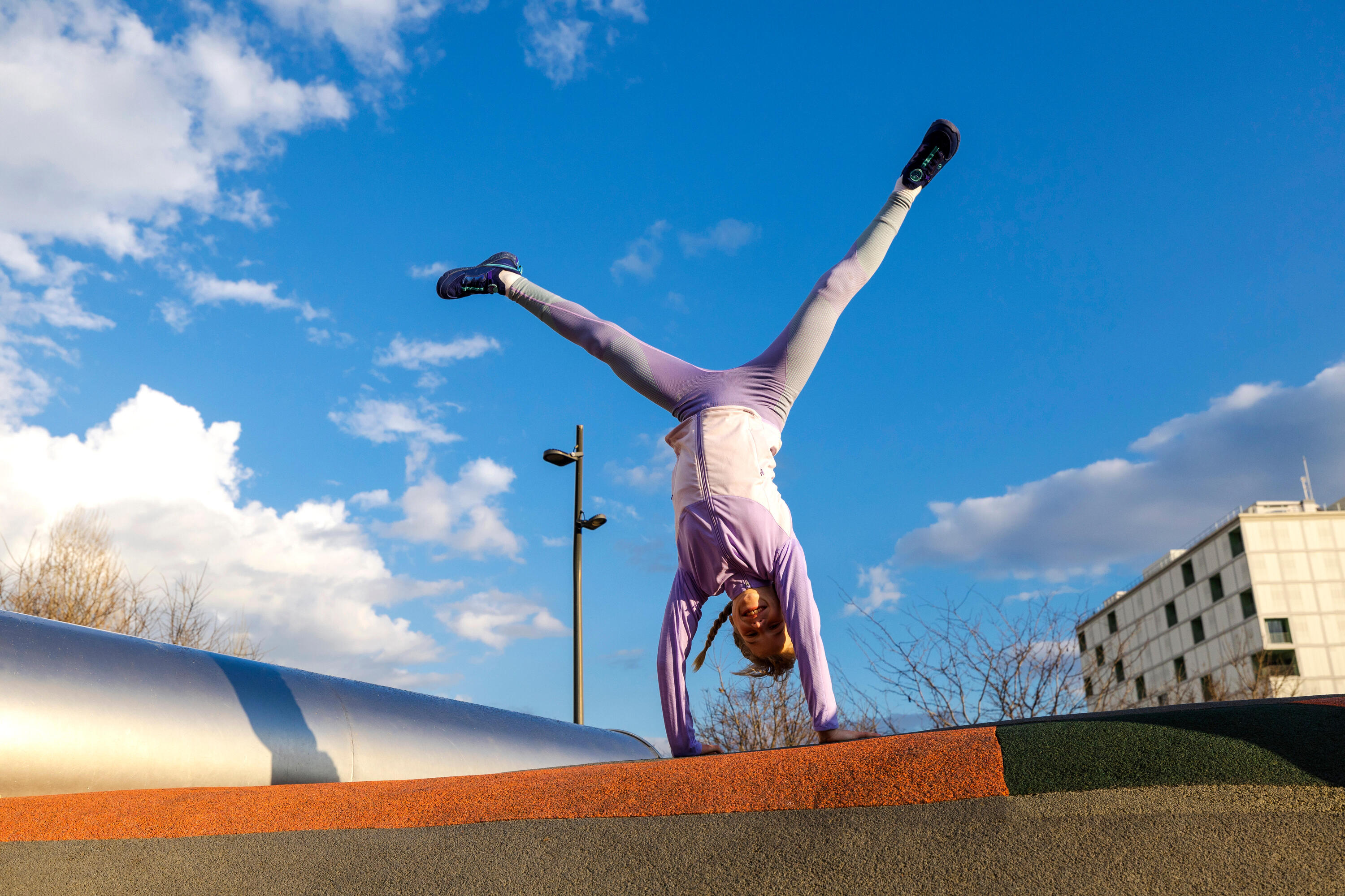 Leggings bambina ginnastica senza cuciture vita alta traspiranti rosa-verde 9/10