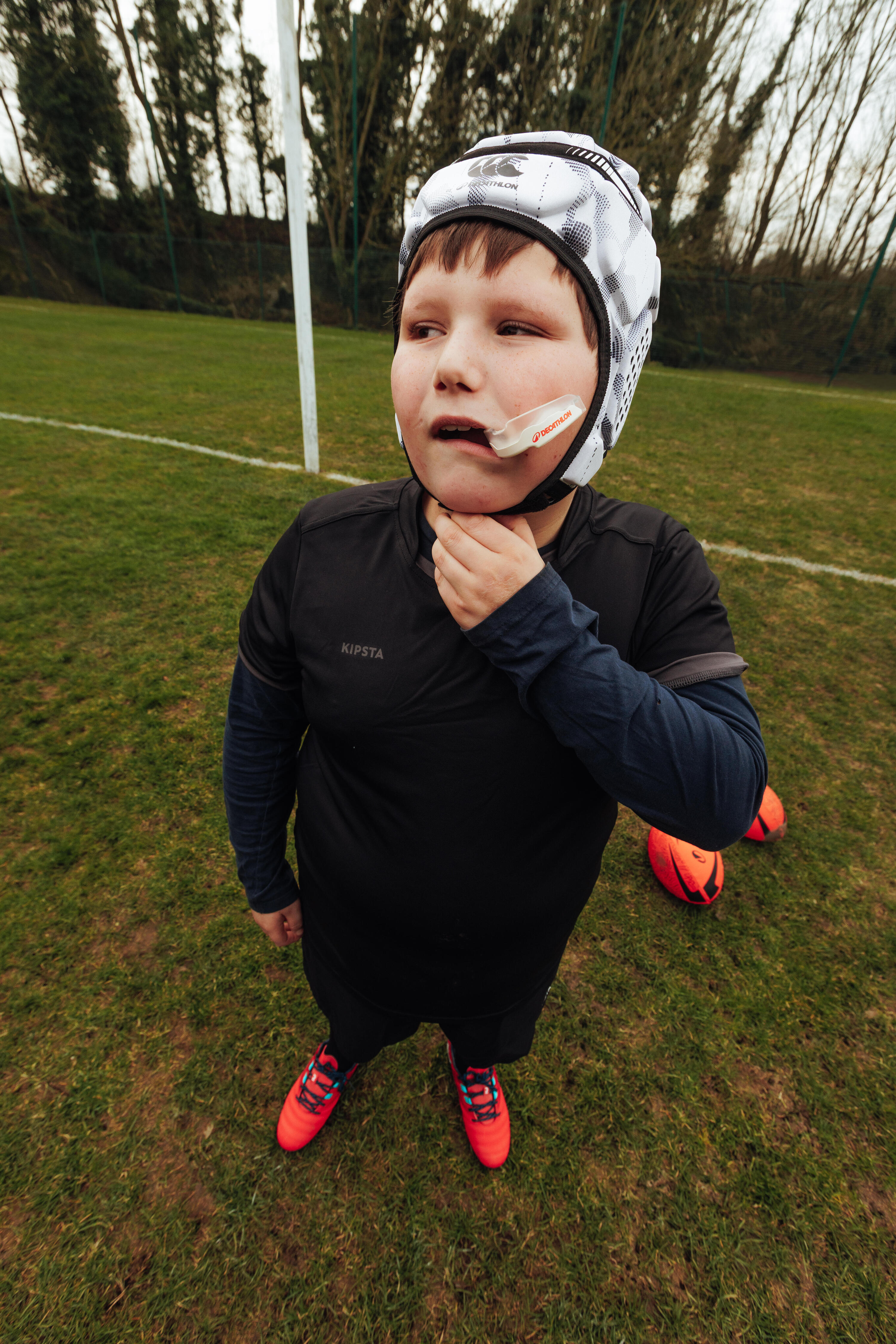 Paradenti rugby bambino MG 500 Canterbury bianco-rosso 11/11
