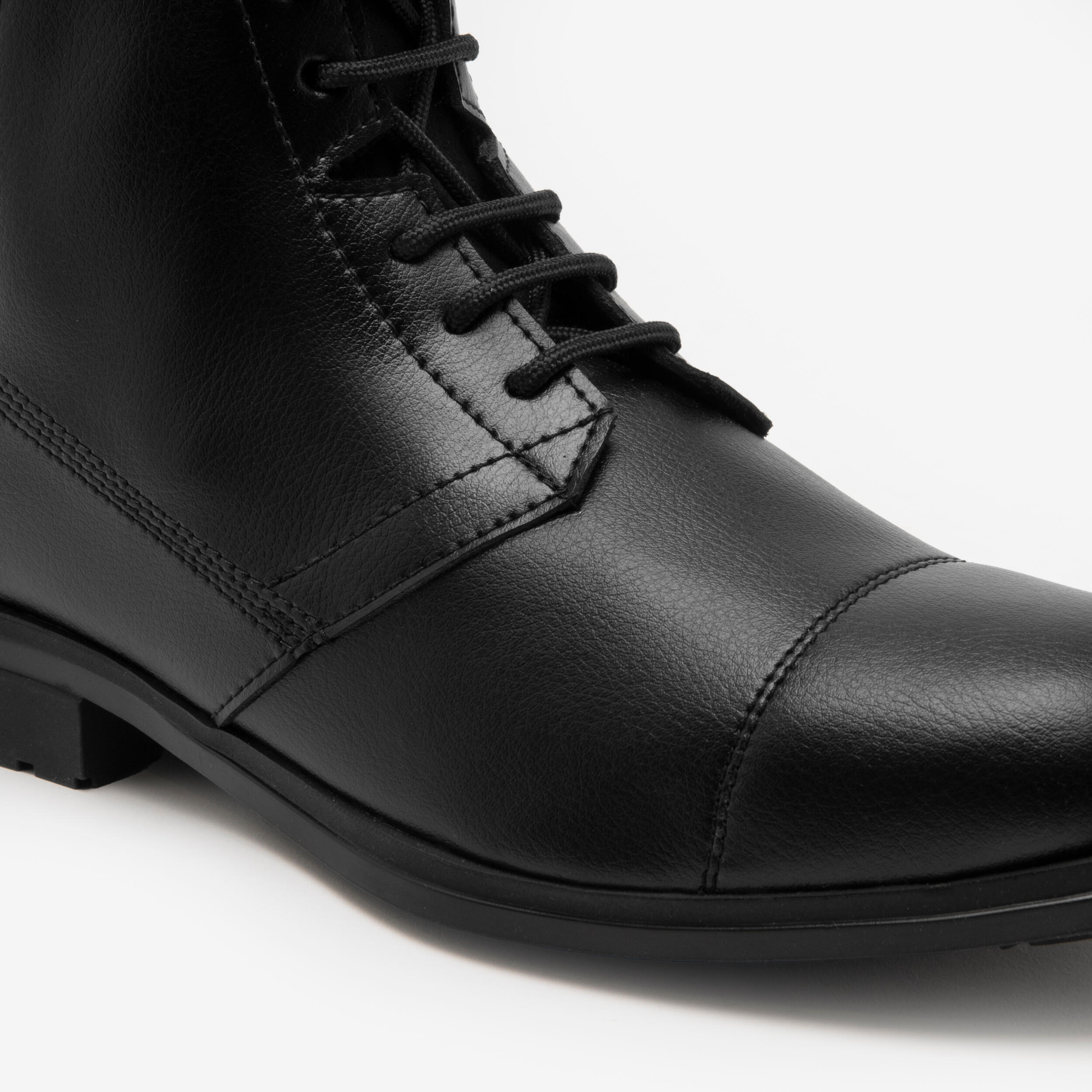 Bottes d’équitation en cuir synthétique avec lacets femme, 500 3/6