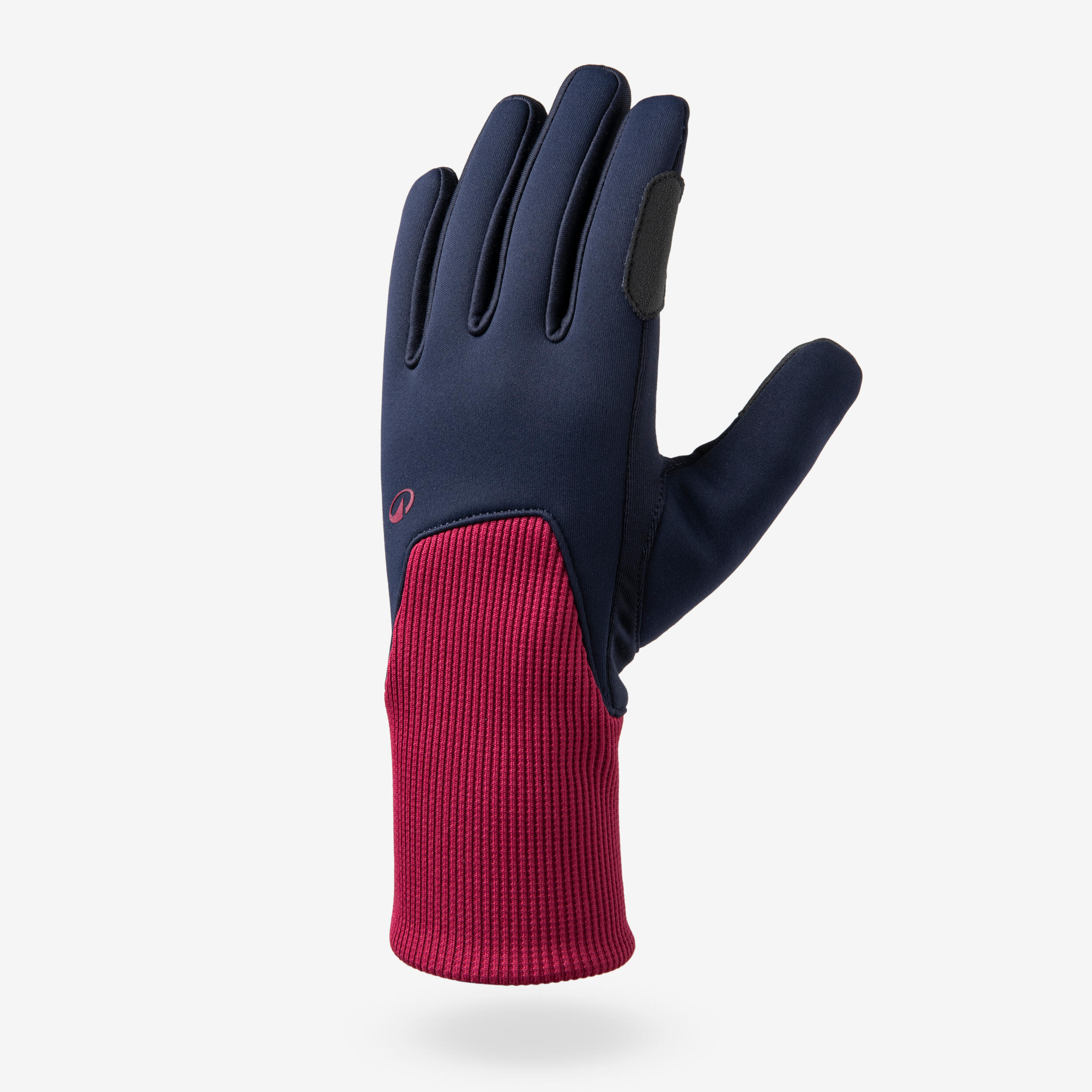 Kids' Warm Horse Riding Gloves 100 Warm - Blue & Cherry Purple - Decathlon