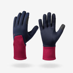 Gants chauds d'équitation enfant 100 warm BLEU & VIOLET CERISE