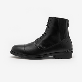 Boots équitation lacets cuir synthétique- 500 noires