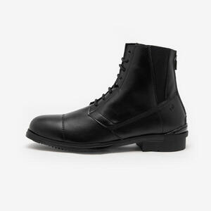 Botines Equitación 500 Negro Cordones Piel Sintética