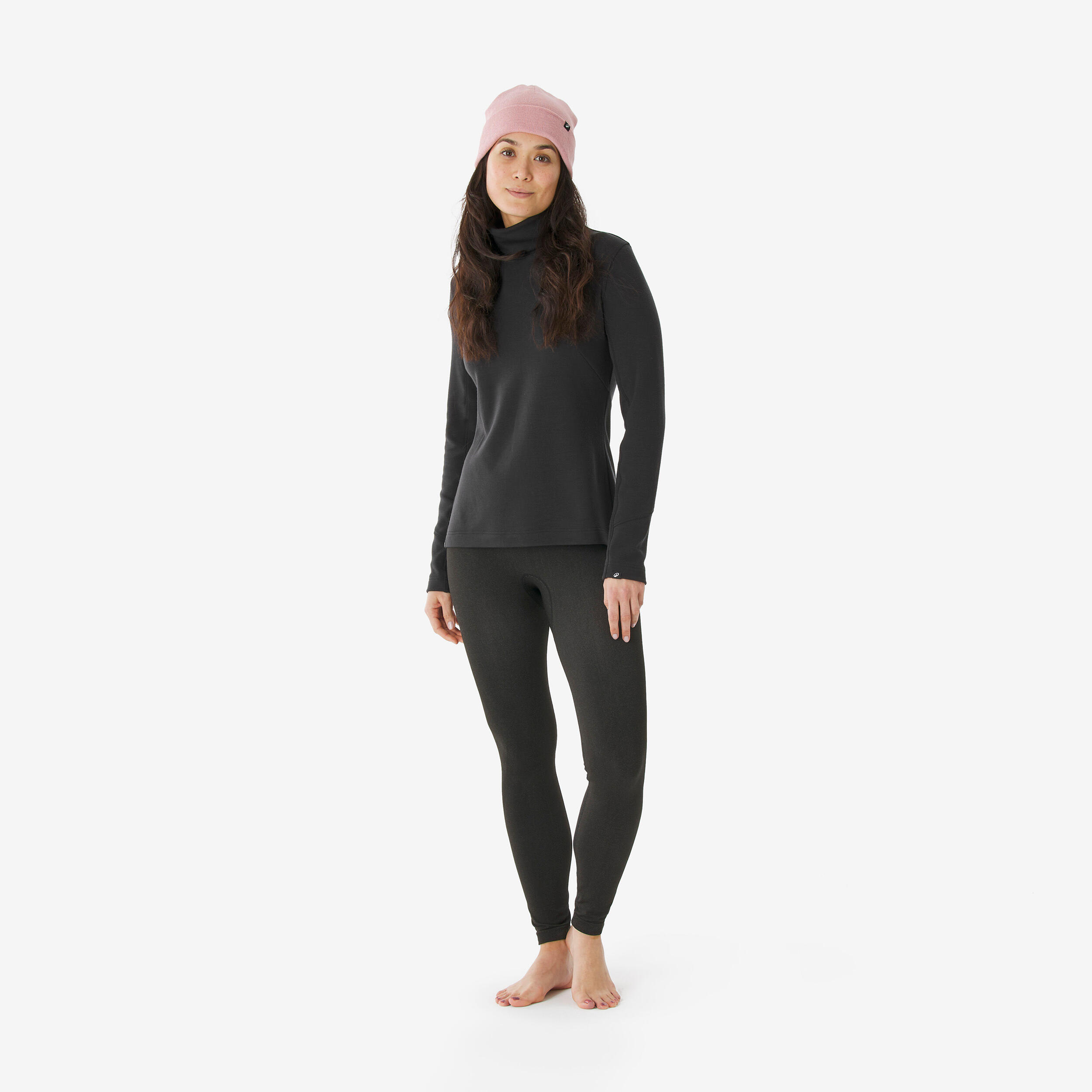 Women’s Merino Wool Turtleneck Thermal Base Layer, BL 500 - WEDZE