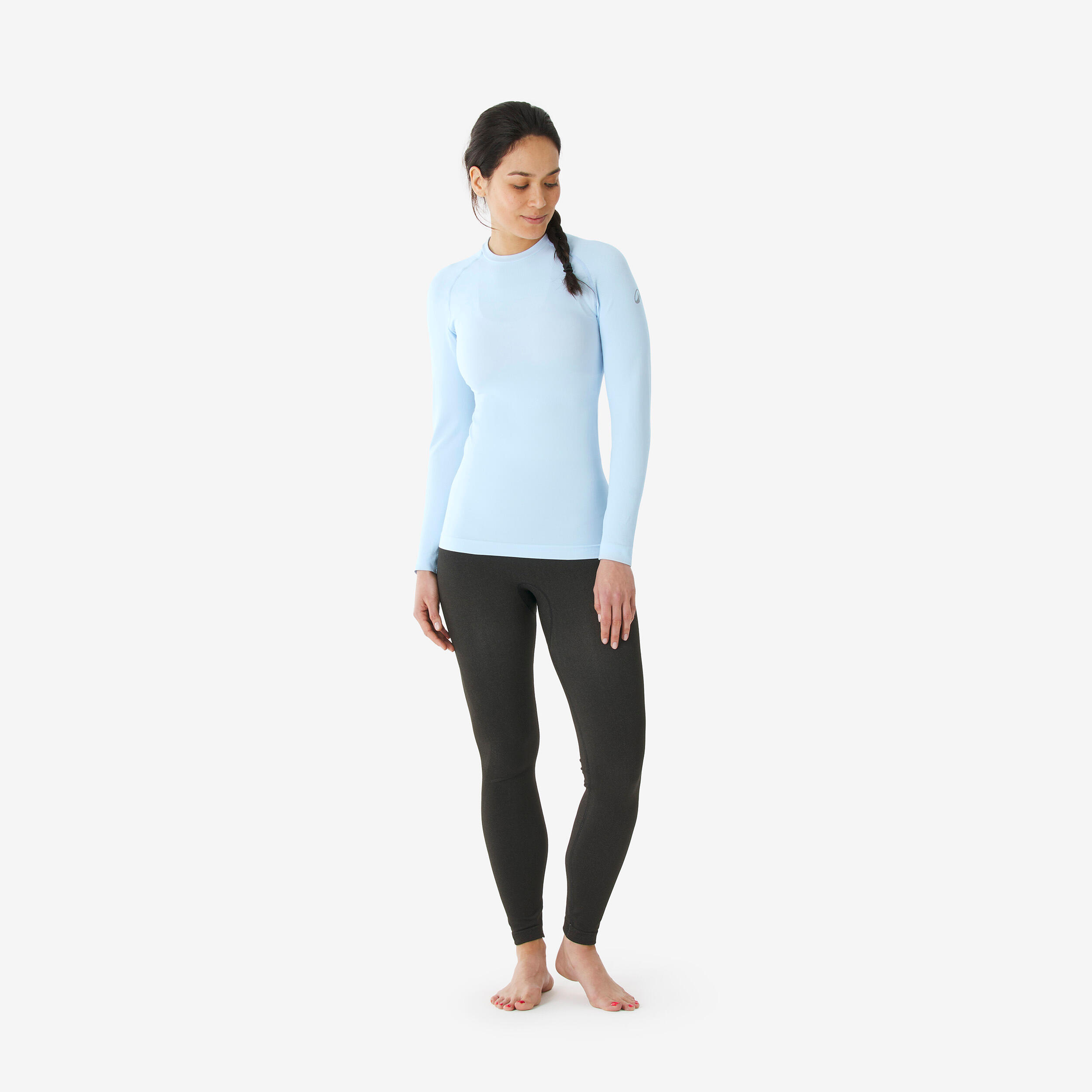 Sous-vêtement thermique de ski chaud et respirant femme, 500 seamless bleu clair 8/12