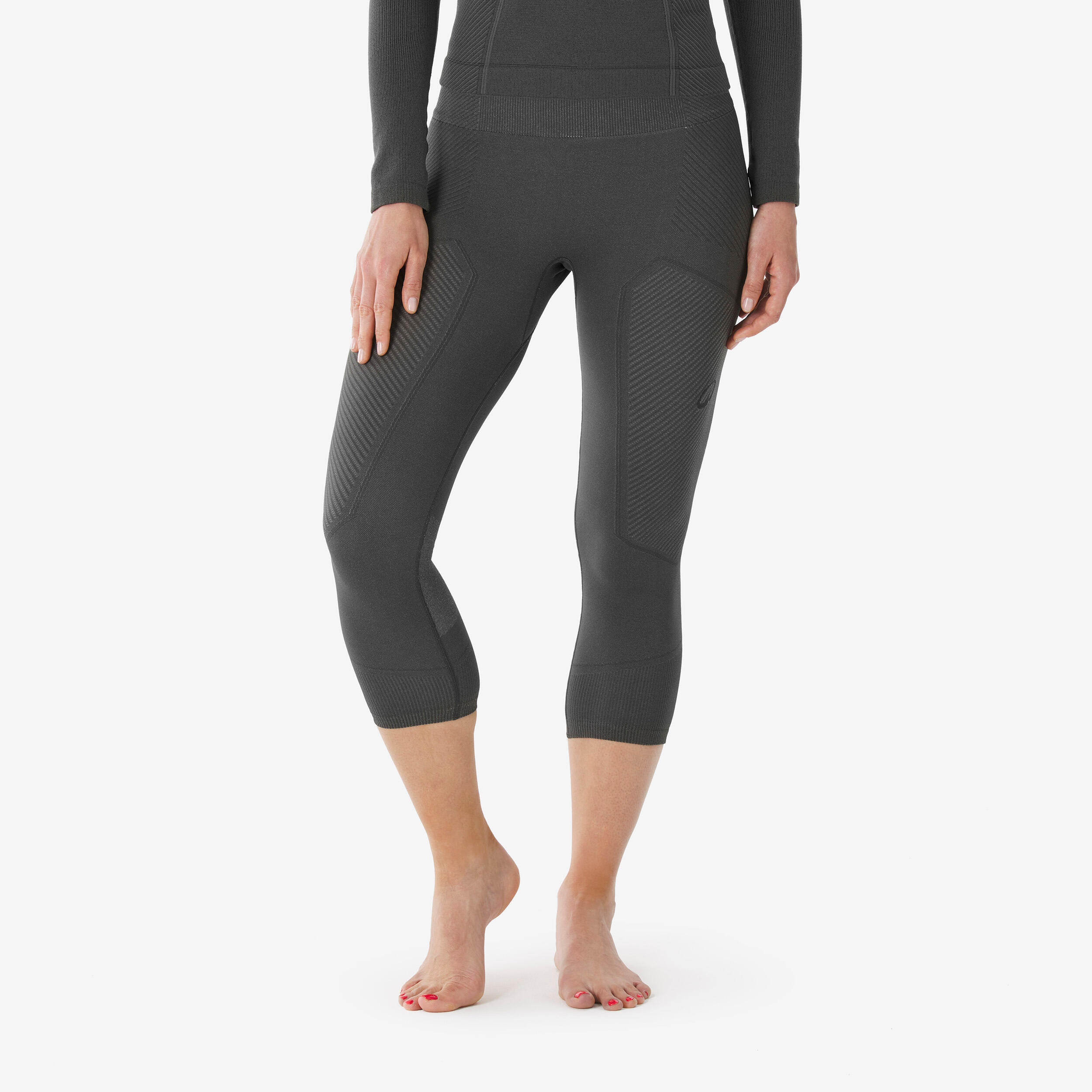 WEDZE Skiunterwäsche Funktionshose Damen warm dehnbar 3/4 Länge - BL 900 Tech grau 
