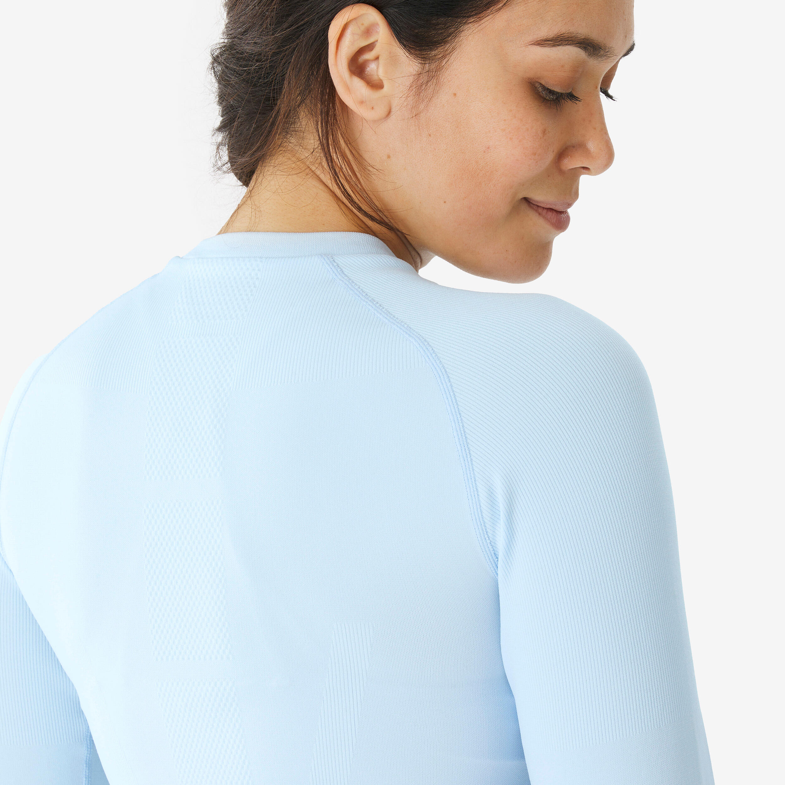 Sous-vêtement thermique de ski chaud et respirant femme, 500 seamless bleu clair 10/12