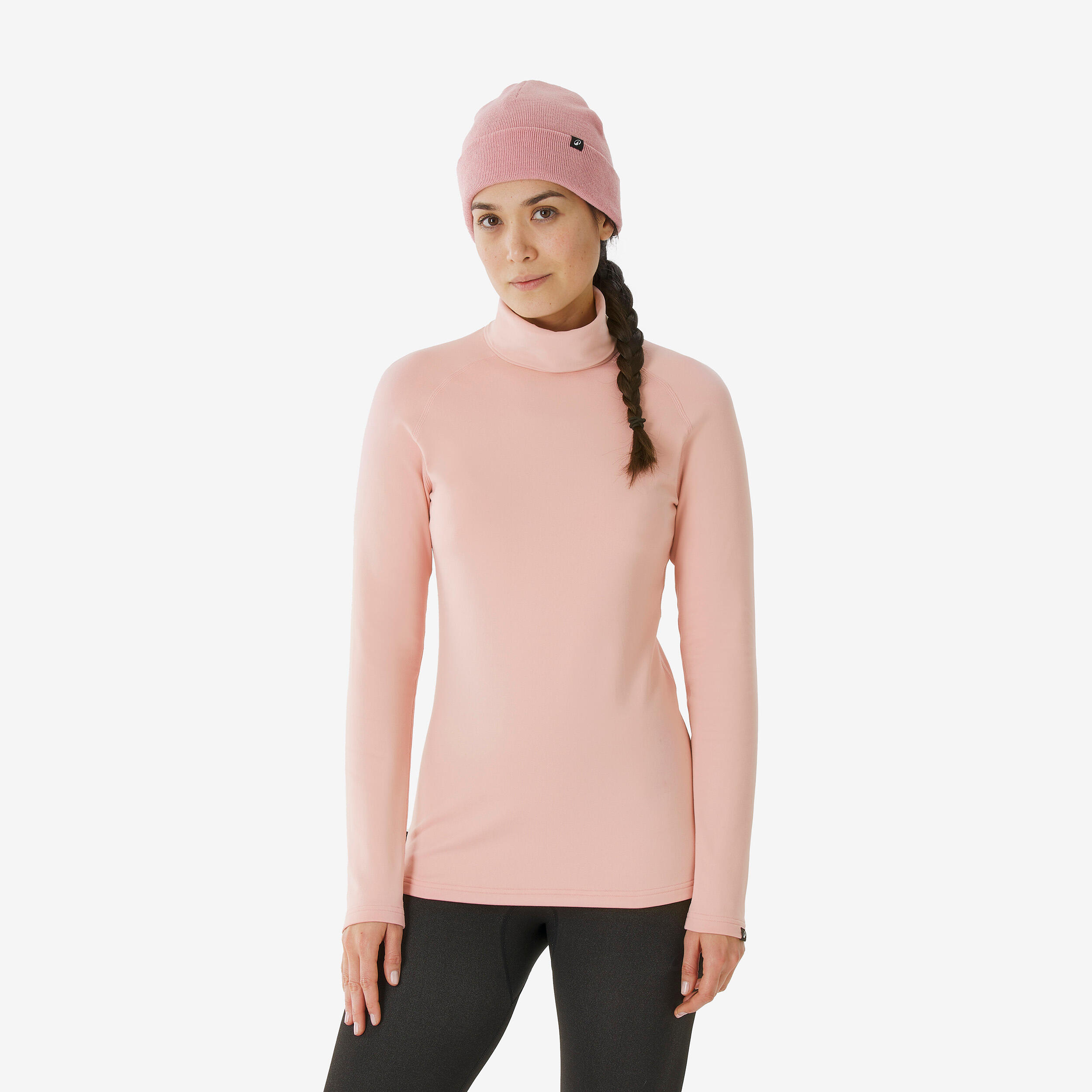 Women’s warm and breathable turtleneck ski base layer - BL 500 - Pink