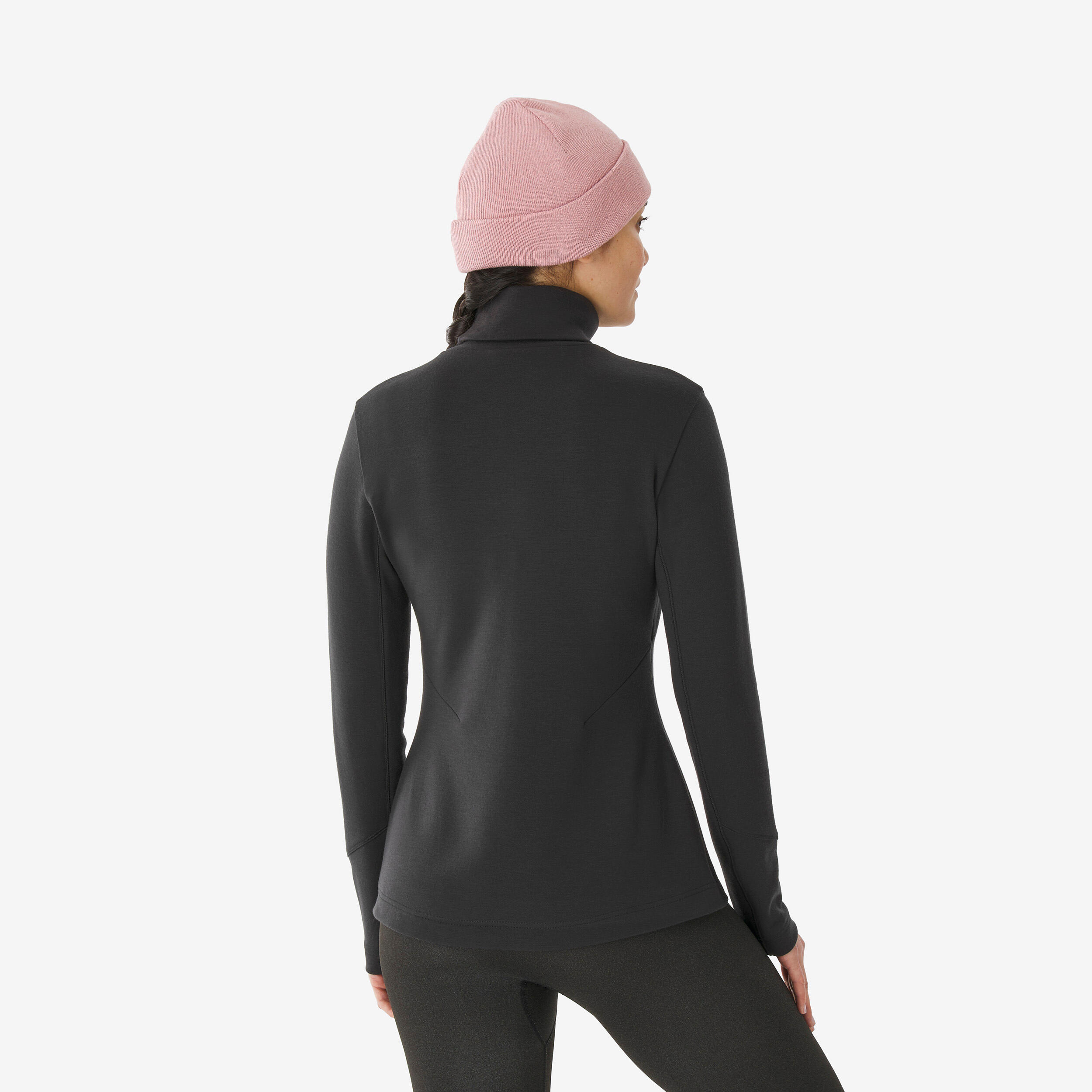 Women’s Merino Wool Turtleneck Thermal Base Layer, BL 500 - WEDZE