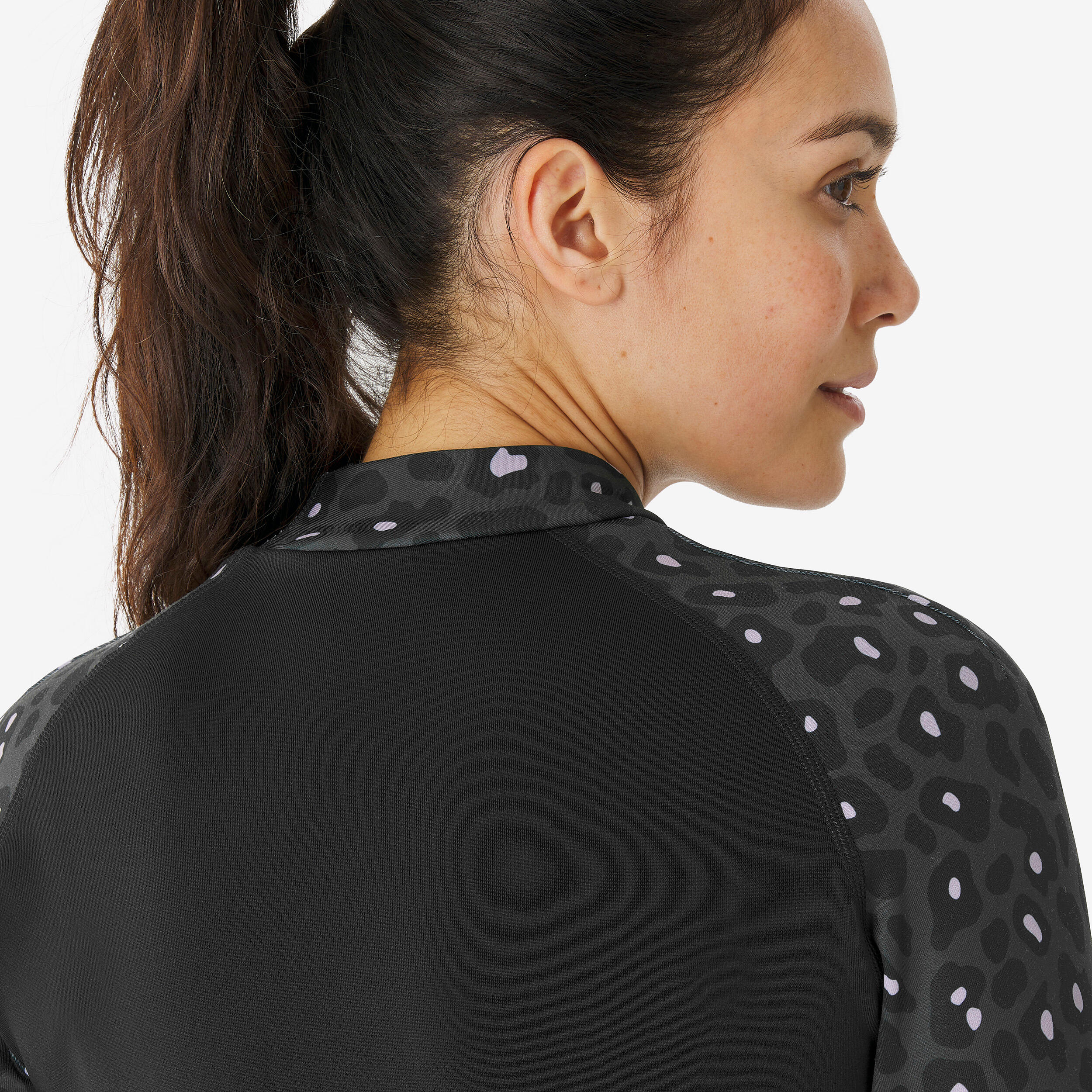 Women’s Warm and Breathable Thermal Base Layer with Leopard Print, BL 500 Top - WEDZE