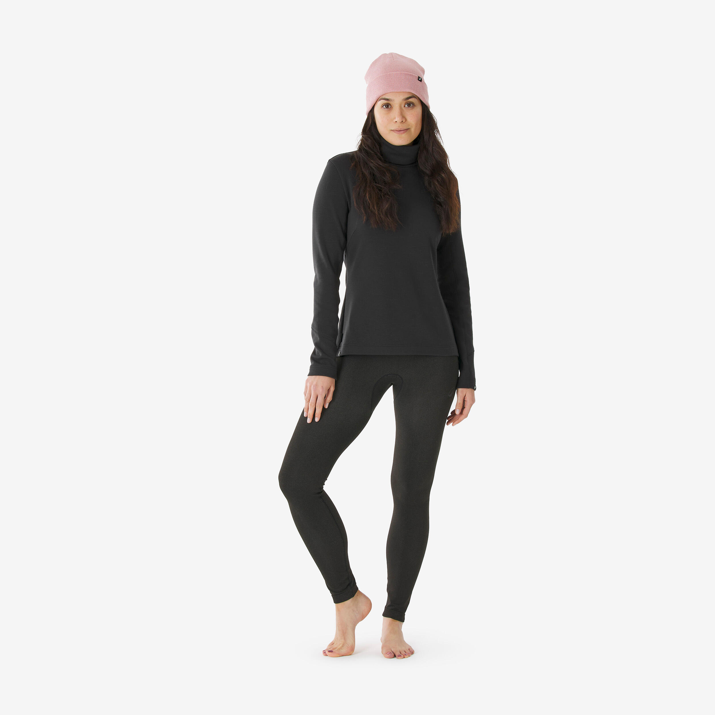 Women’s Merino Wool Turtleneck Thermal Base Layer, BL 500 - WEDZE