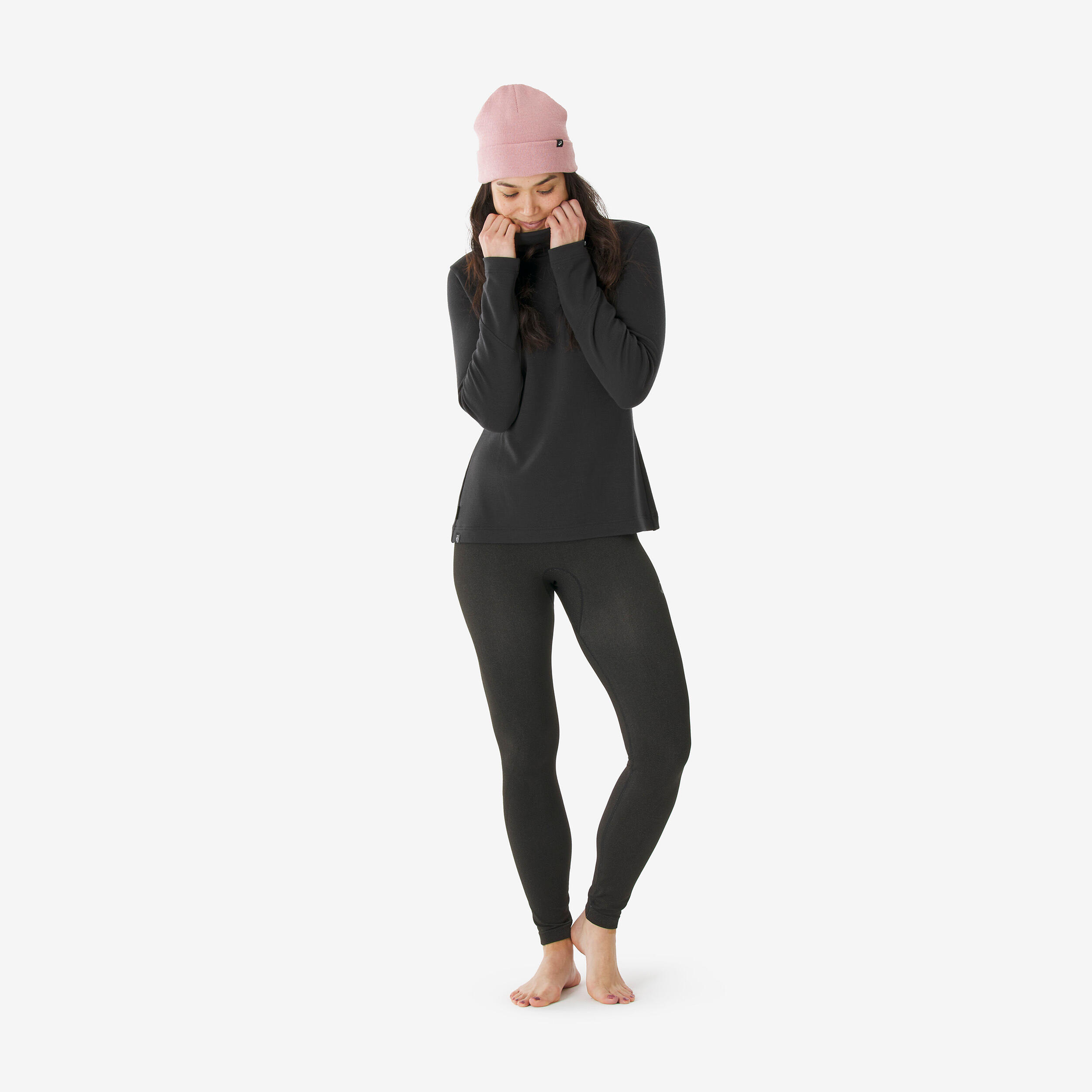 Women’s Merino Wool Turtleneck Thermal Base Layer, BL 500 - WEDZE