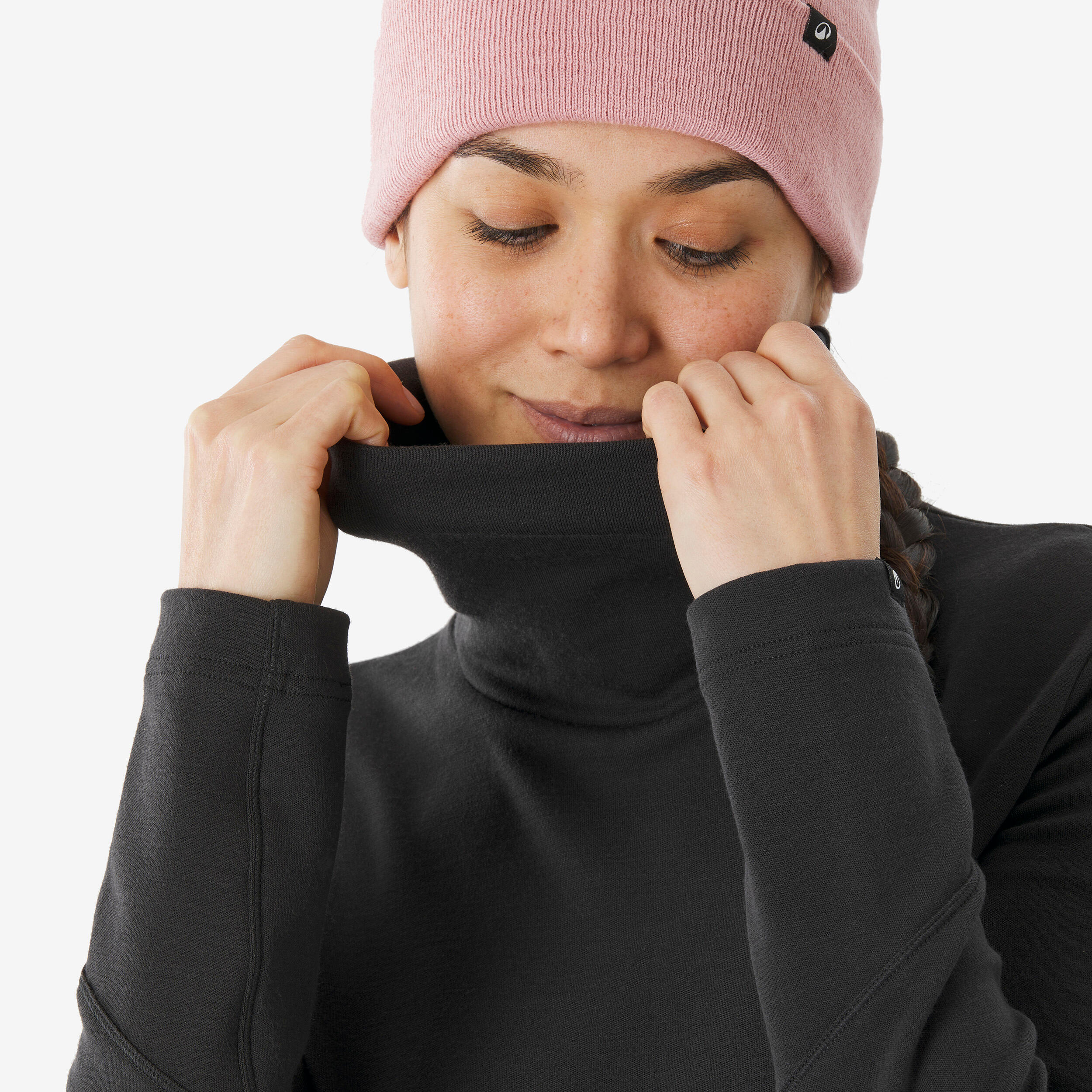 Women’s Merino Wool Turtleneck Thermal Base Layer, BL 500 - WEDZE